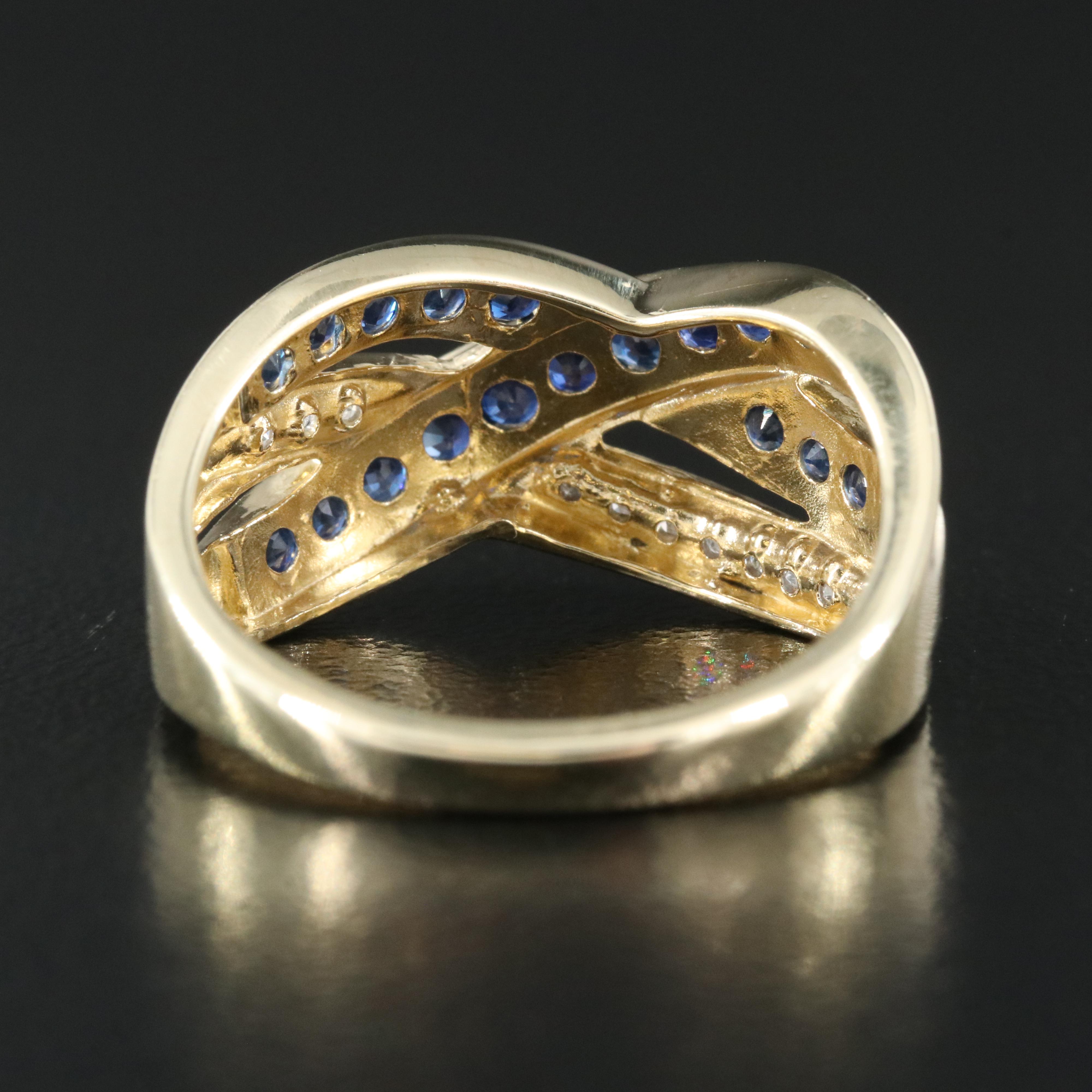10K Sapphire and Diamond Crossover Ring