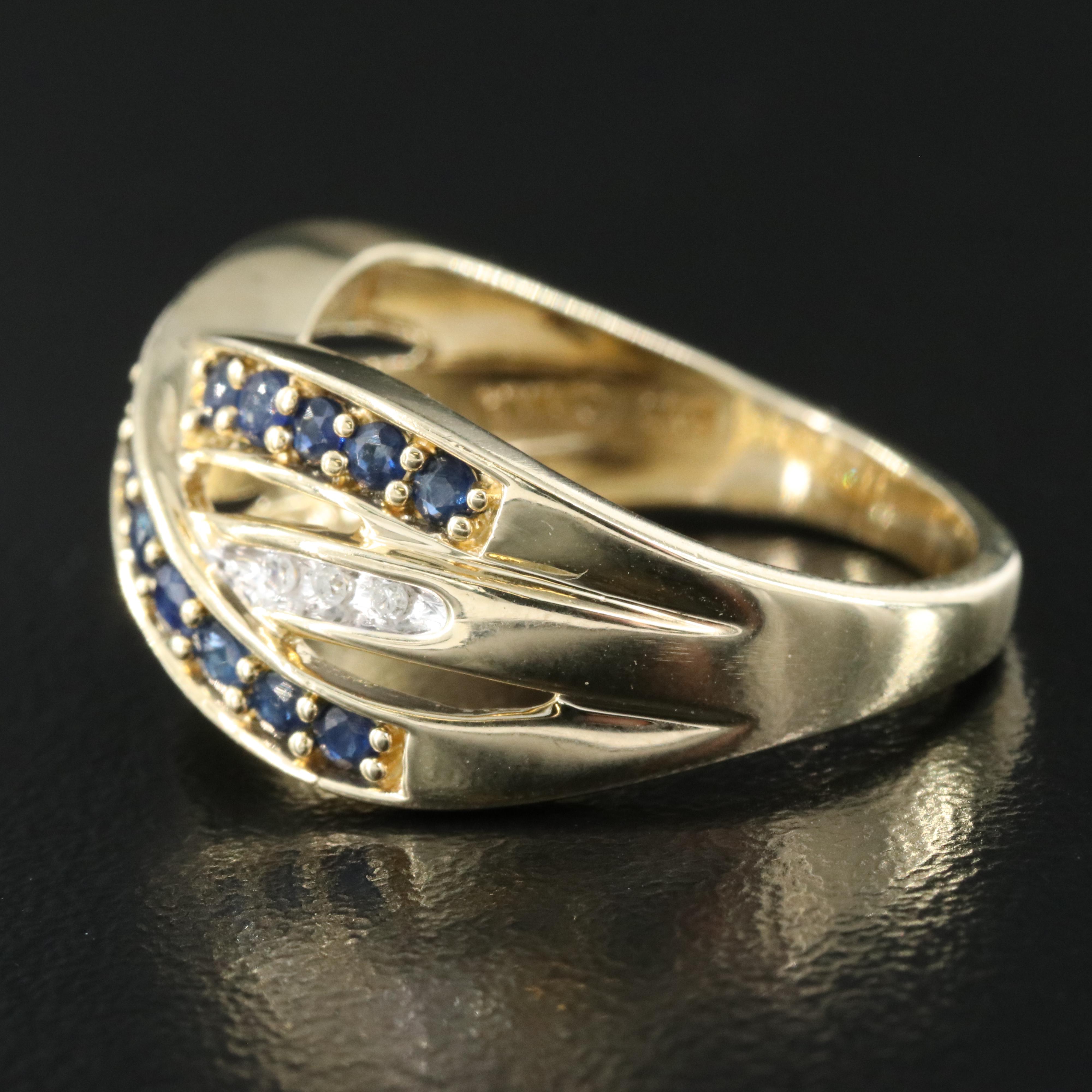 10K Sapphire and Diamond Crossover Ring