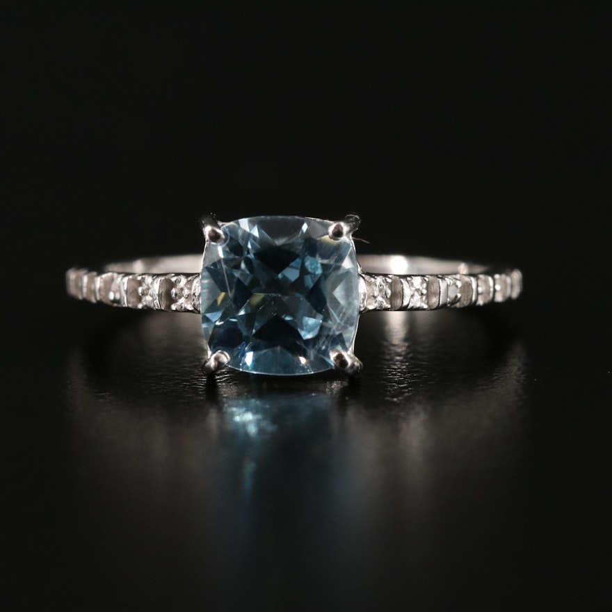 Sterling Silver Blue Topaz and Diamond