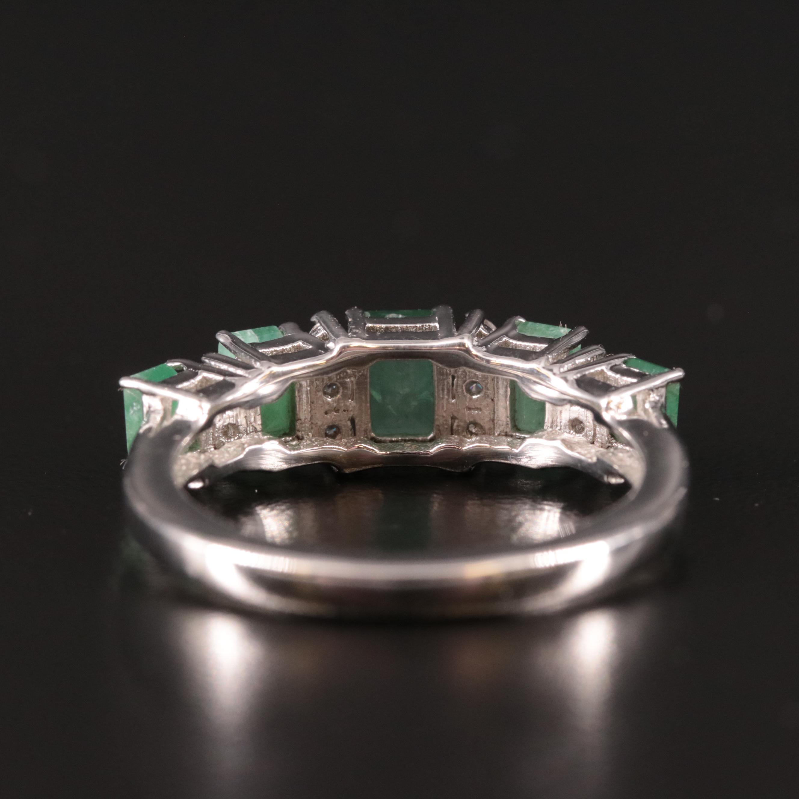 Sterling Emerald and White Topaz Ring
