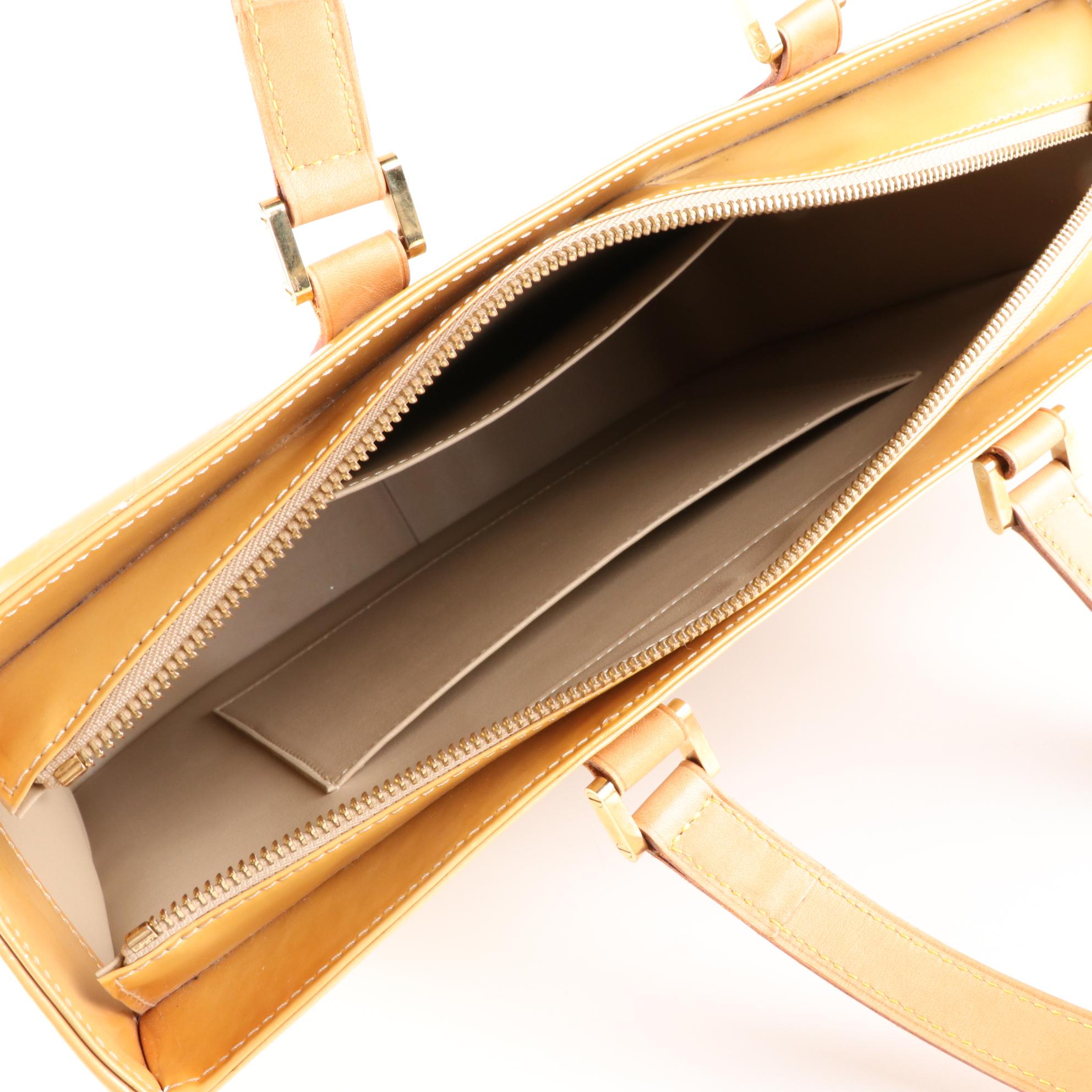 Louis Vuitton Columbus Shoulder Bag in Monogram Vernis and Vachetta Leather