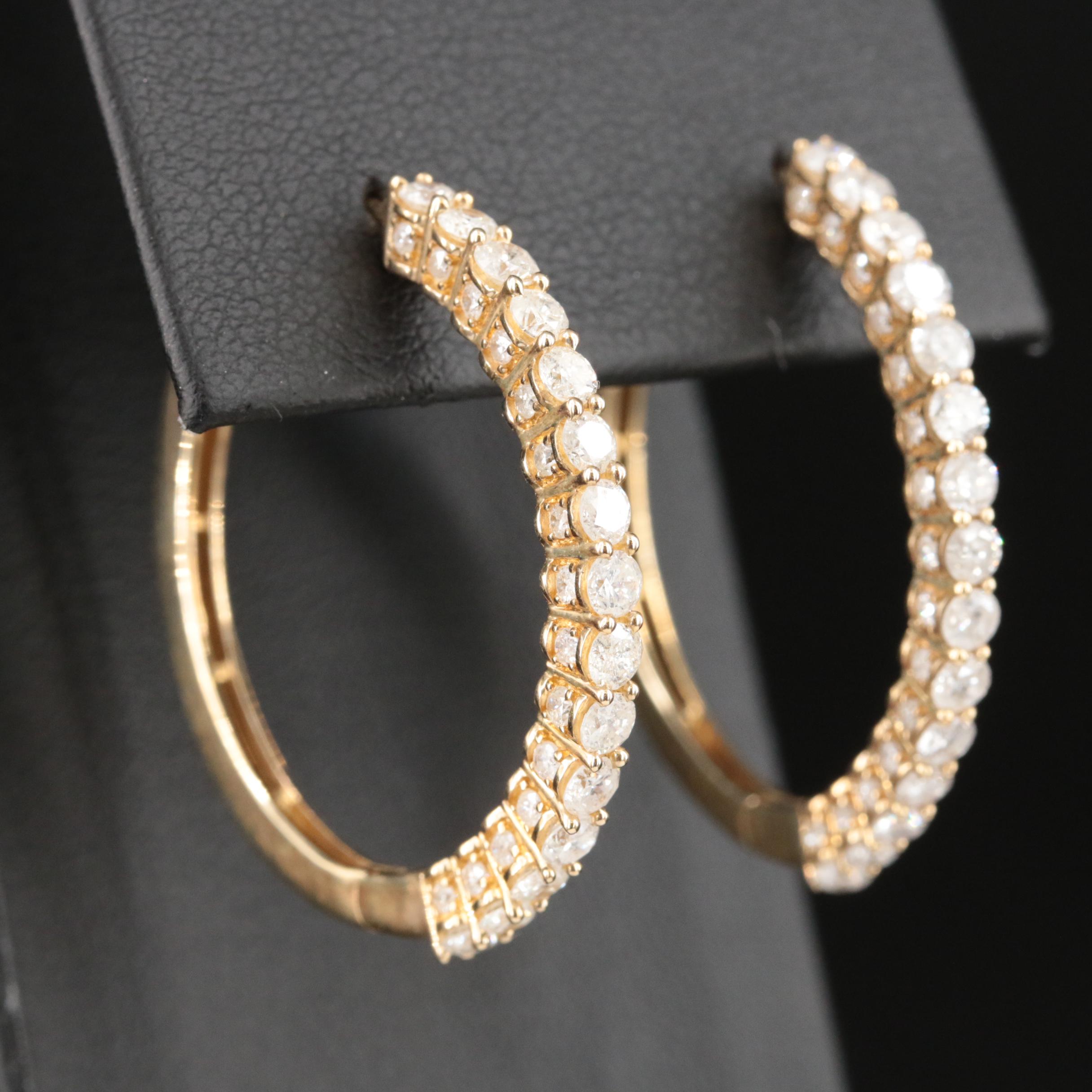 10K 2.10 CTW Diamond Hoop Earrings