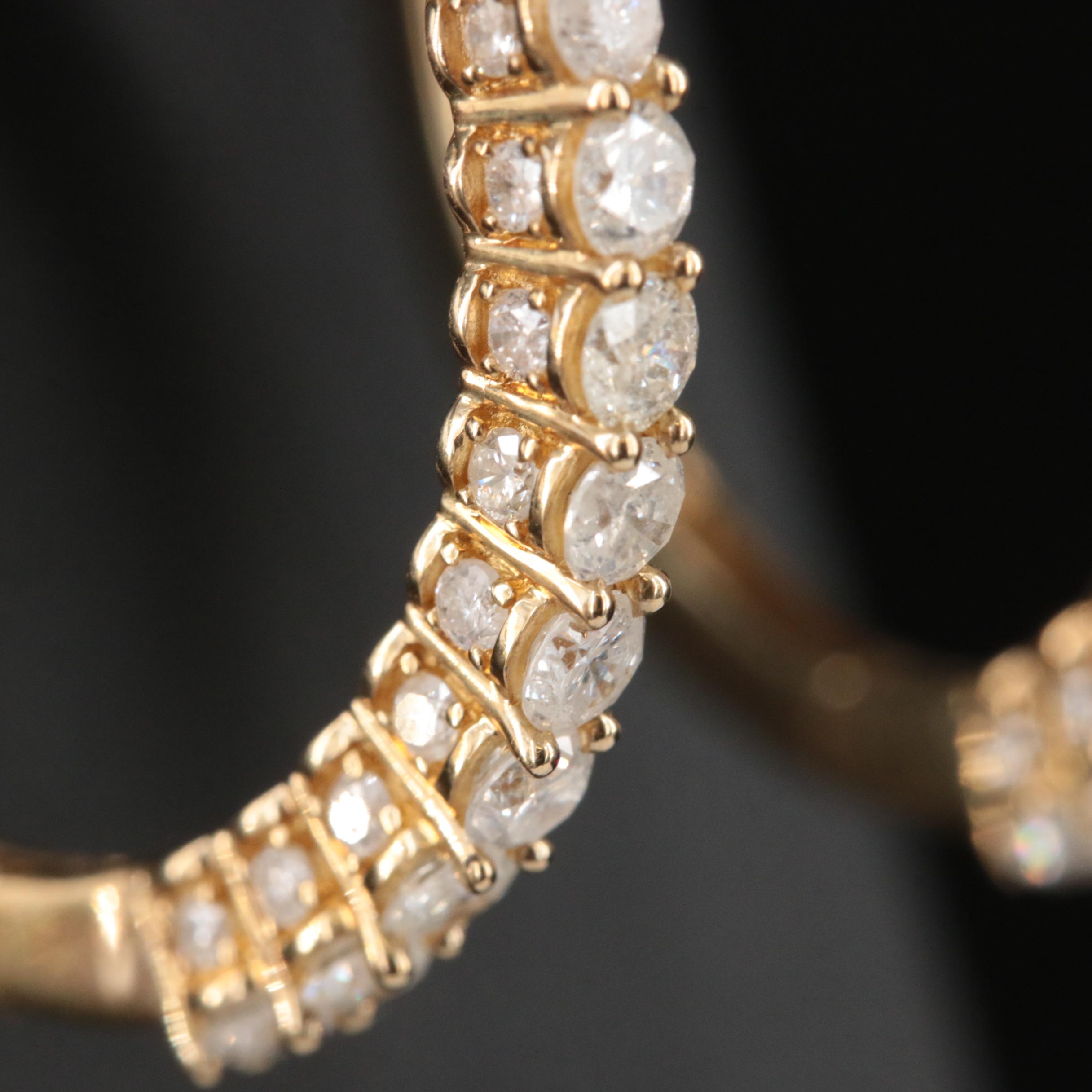 10K 2.10 CTW Diamond Hoop Earrings