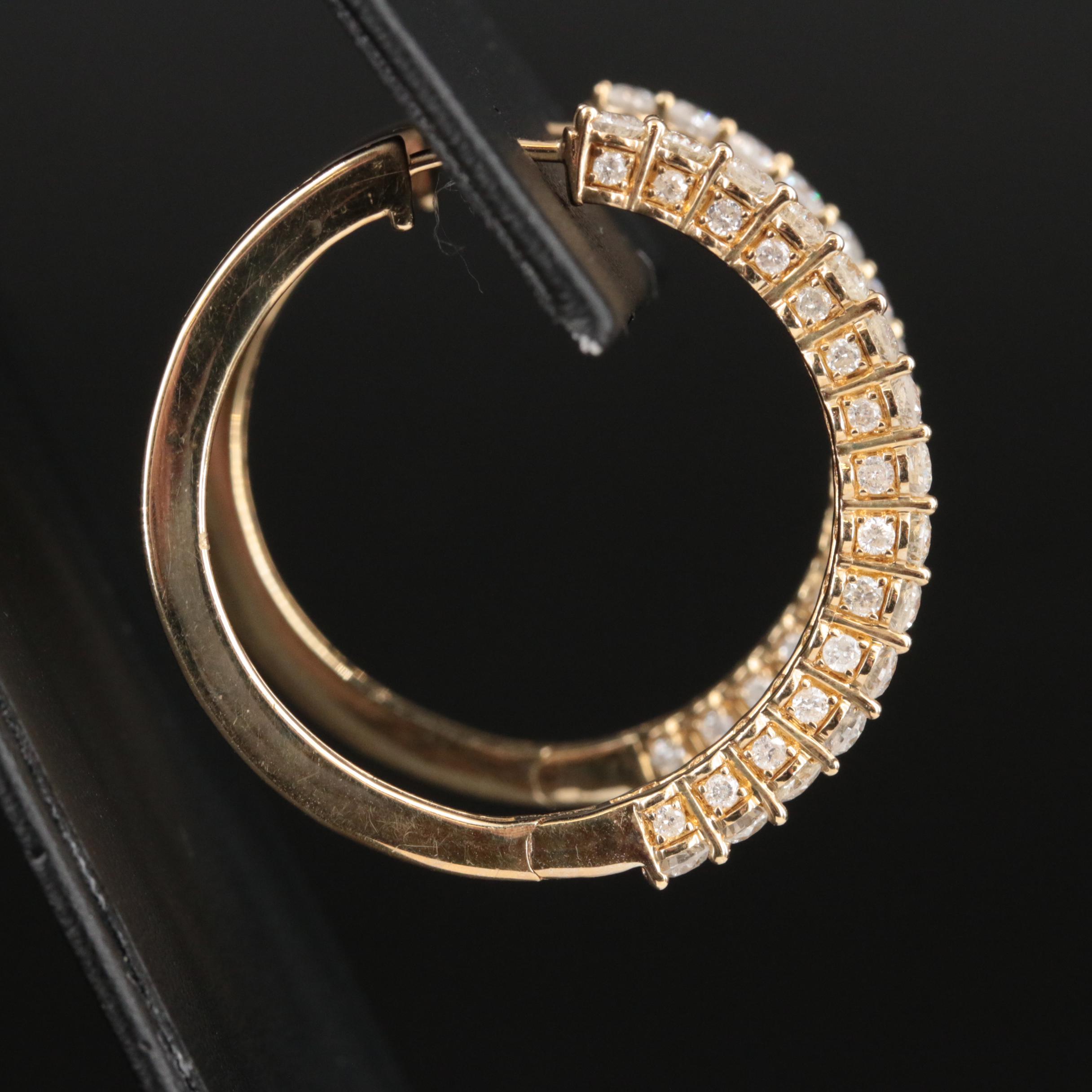 10K 2.10 CTW Diamond Hoop Earrings