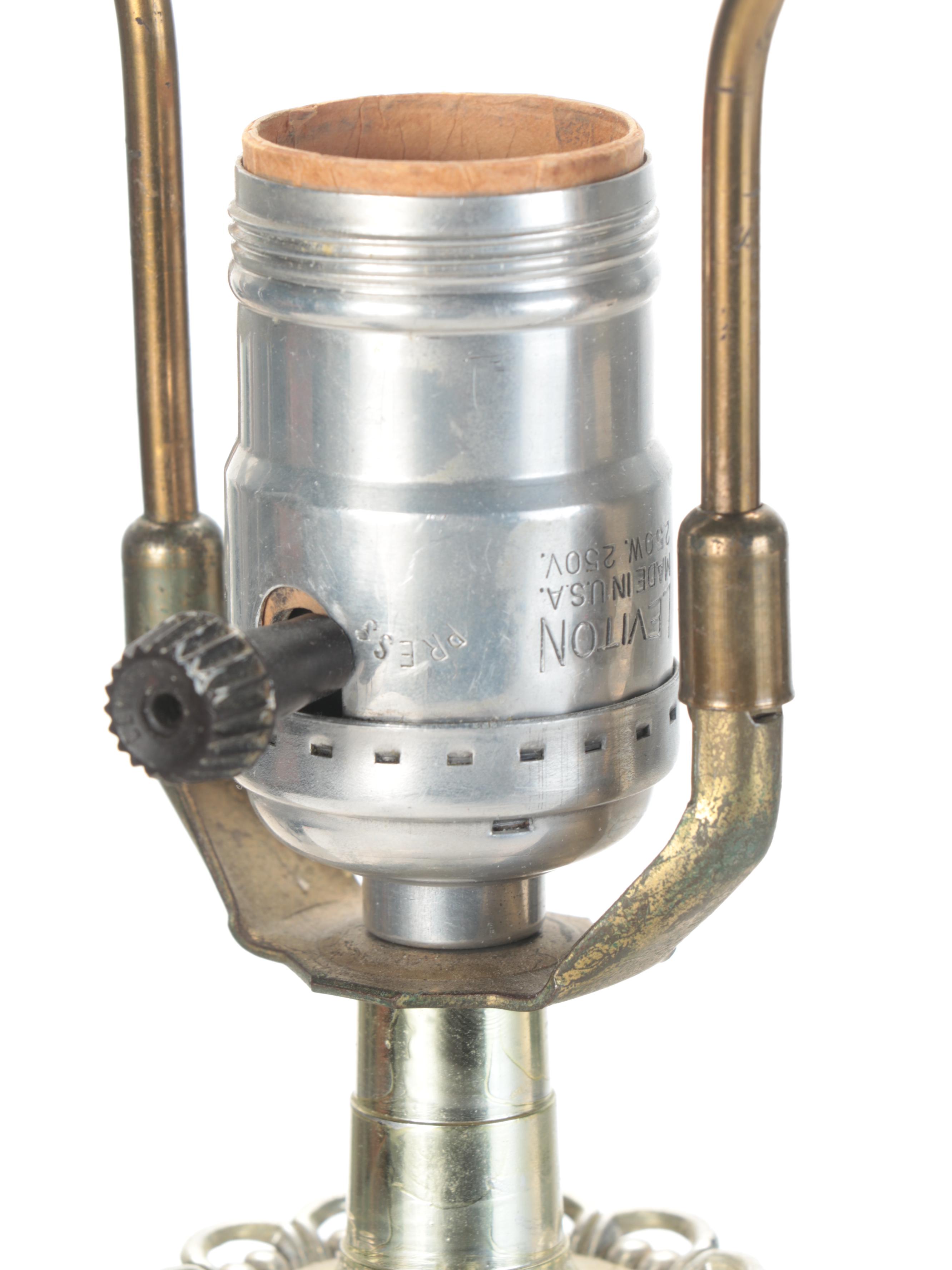 Crackle-Glazed White Composite Table Lamp, Mid to Late 20th Century