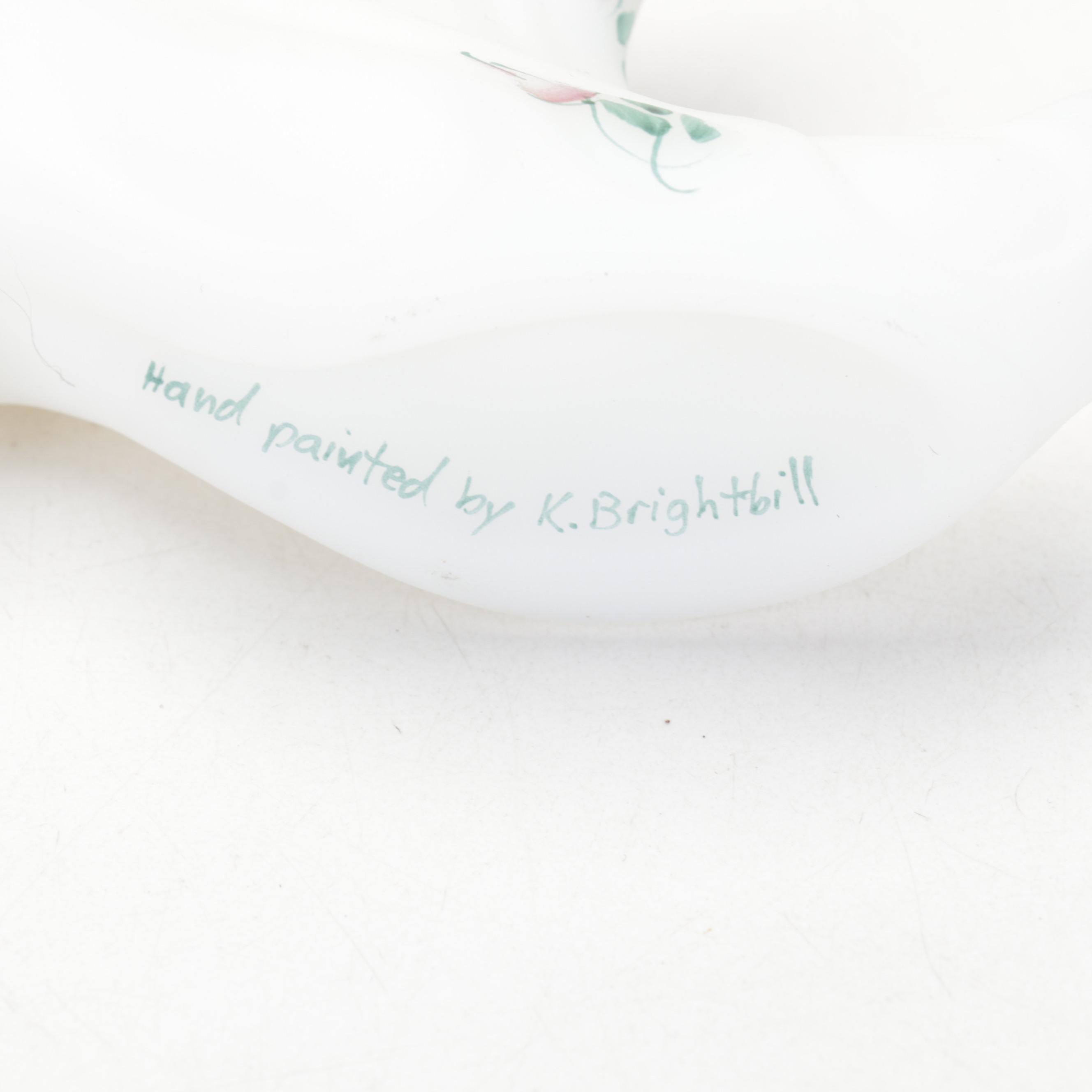 Fenton Blue Bird and Other Art Glass Figurines with Artist Signed Vase