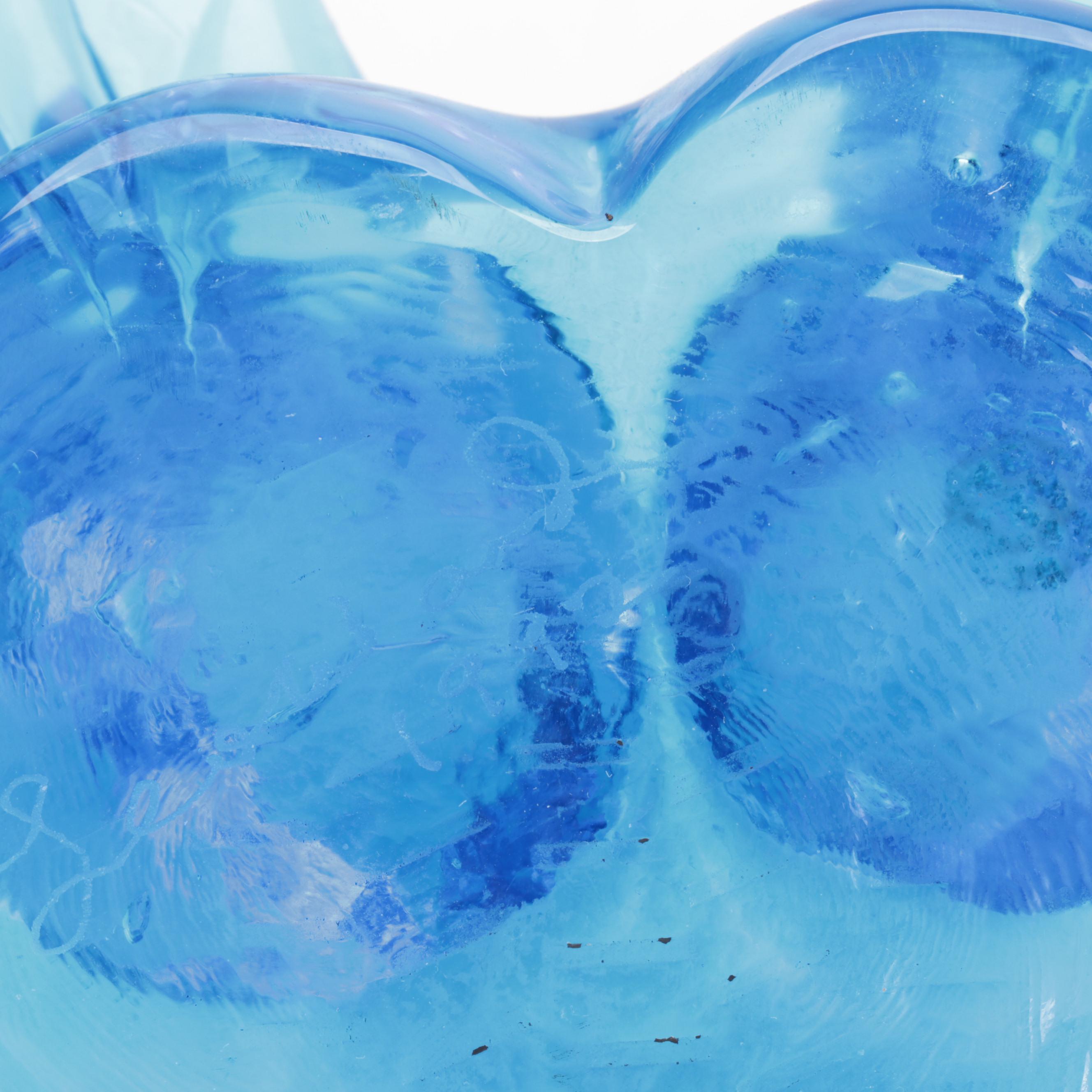 Fenton Blue Bird and Other Art Glass Figurines with Artist Signed Vase