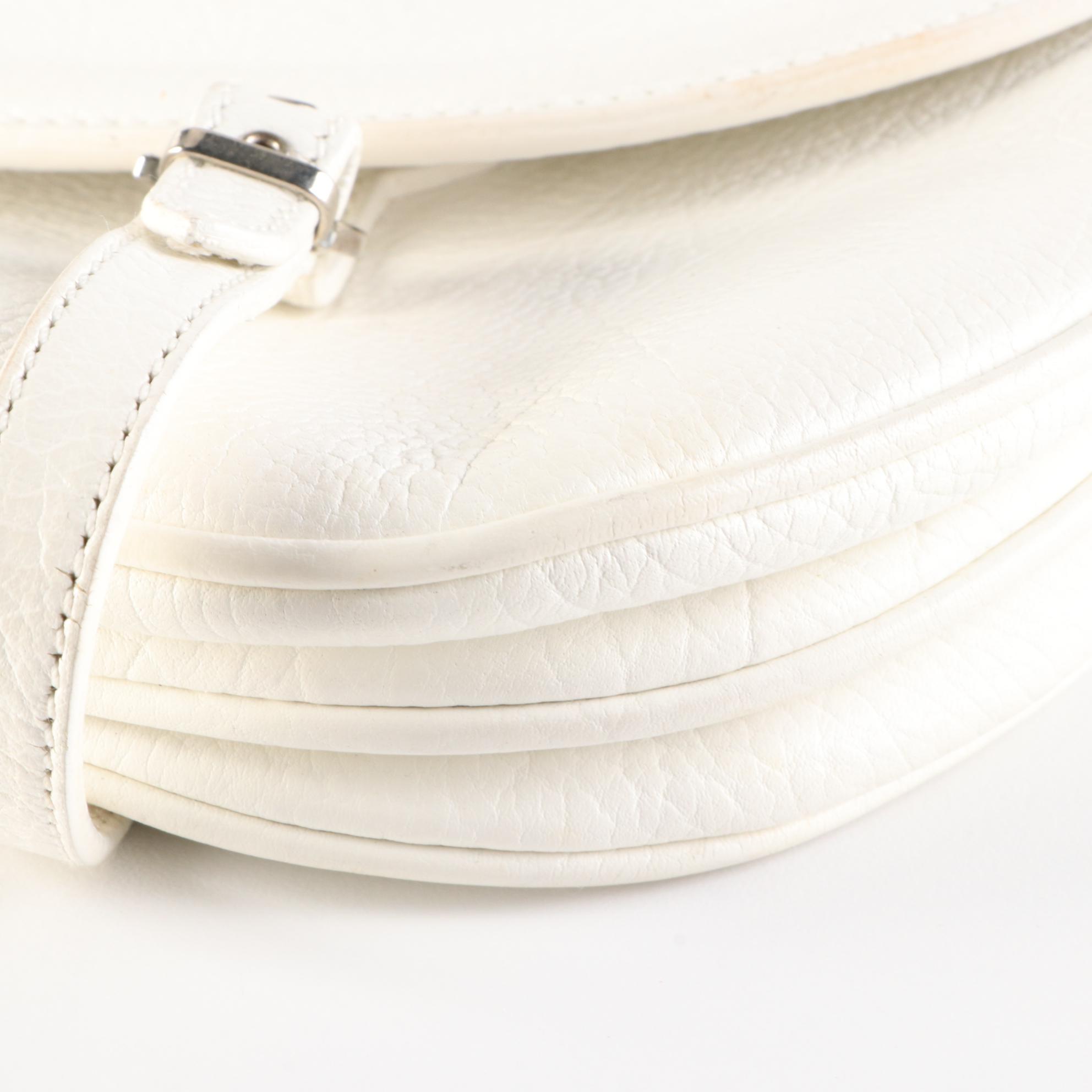 Salvatore Ferragamo Front-Flap Shoulder Bag in White leather