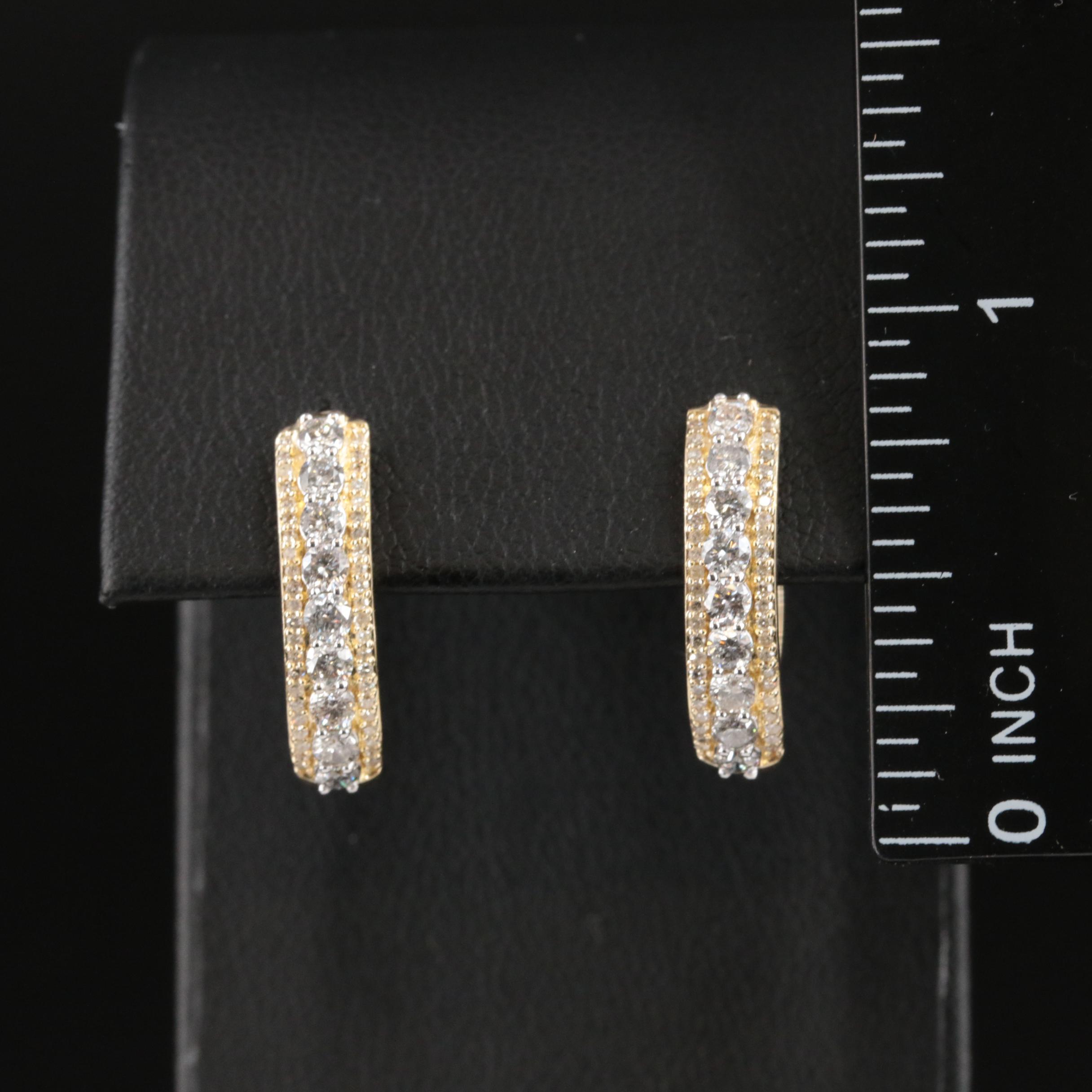 10K 1.02 CTW Diamond Hoop Earrings