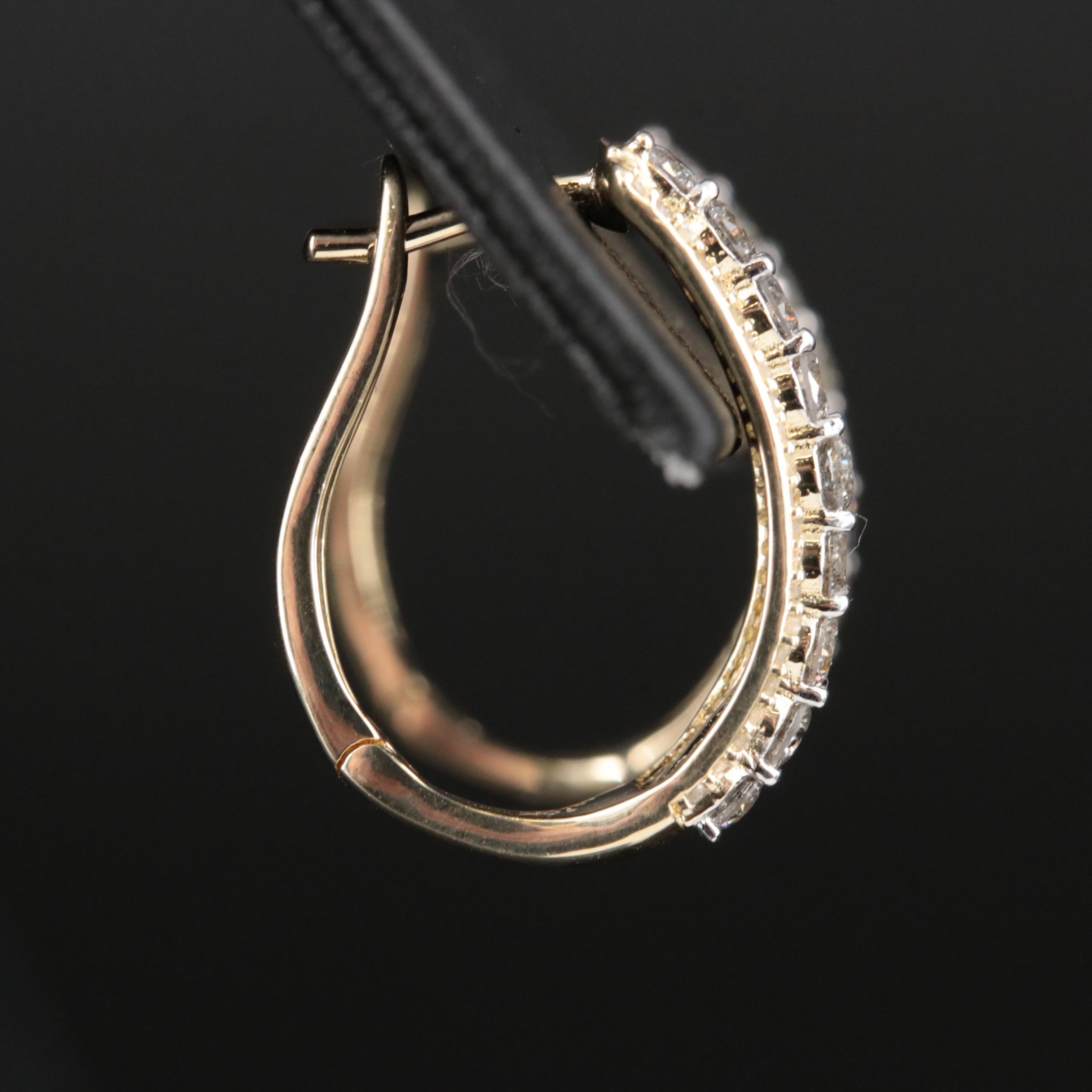 10K 1.02 CTW Diamond Hoop Earrings