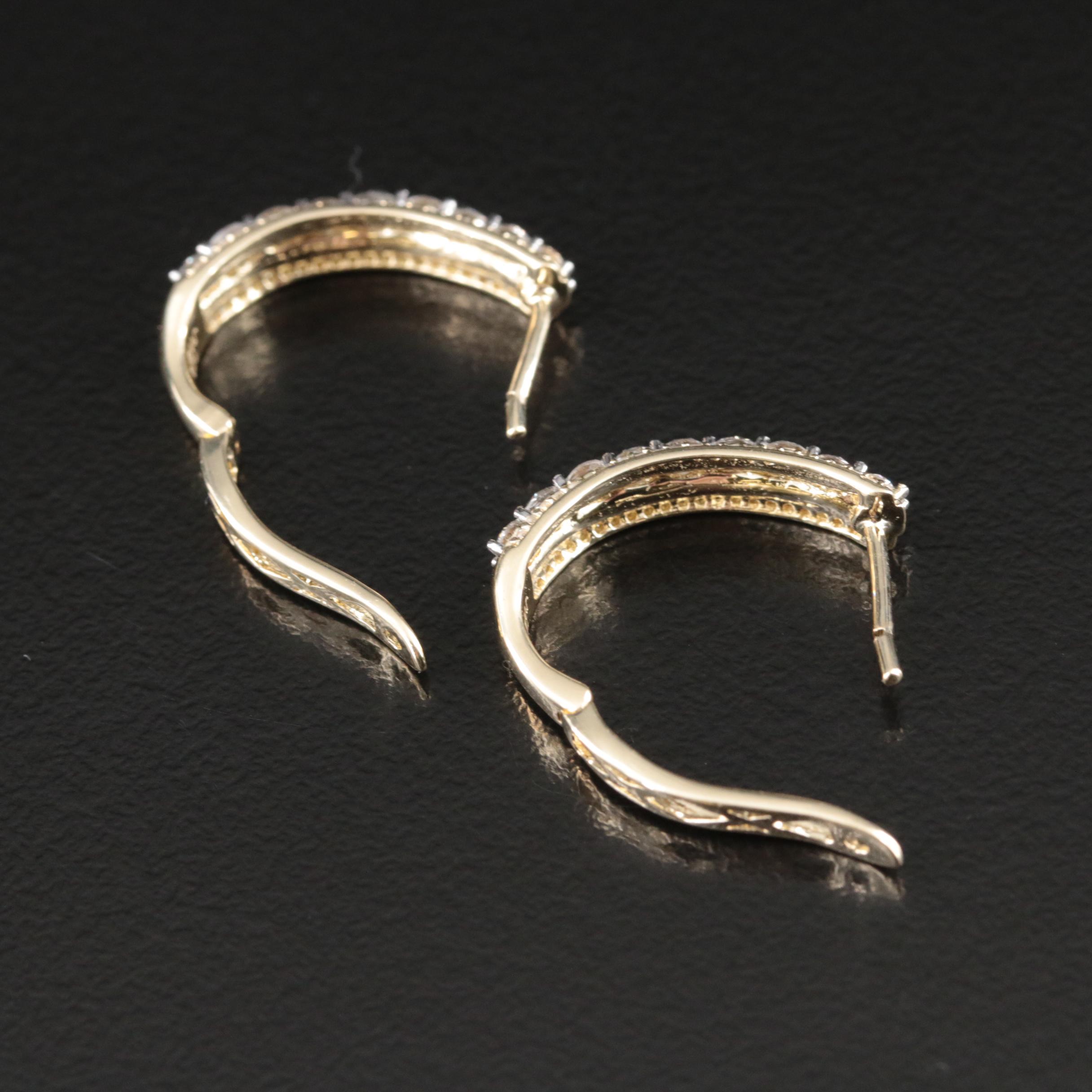 10K 1.02 CTW Diamond Hoop Earrings
