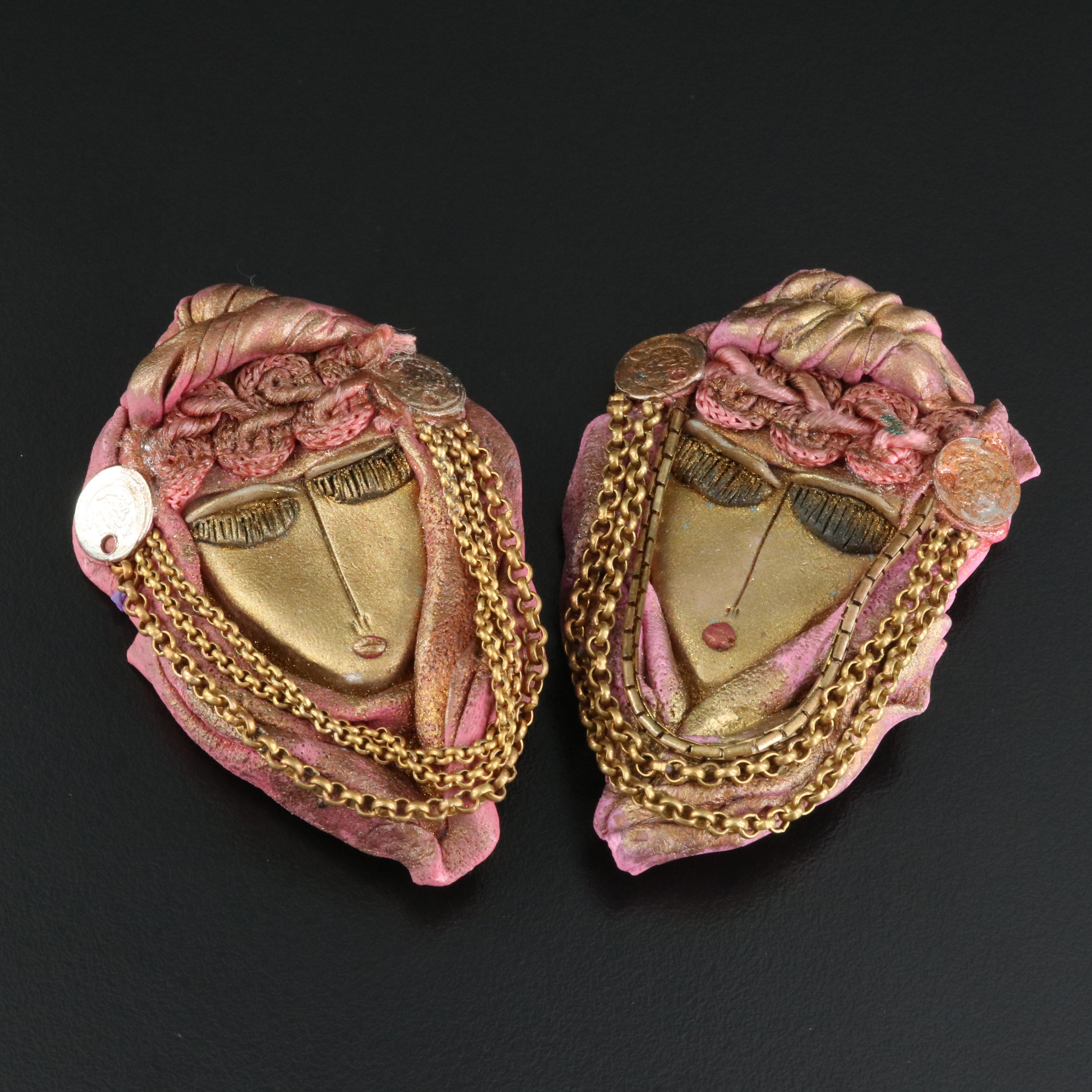 Israel Yardena Alon Polymer Clay Figural Brooches