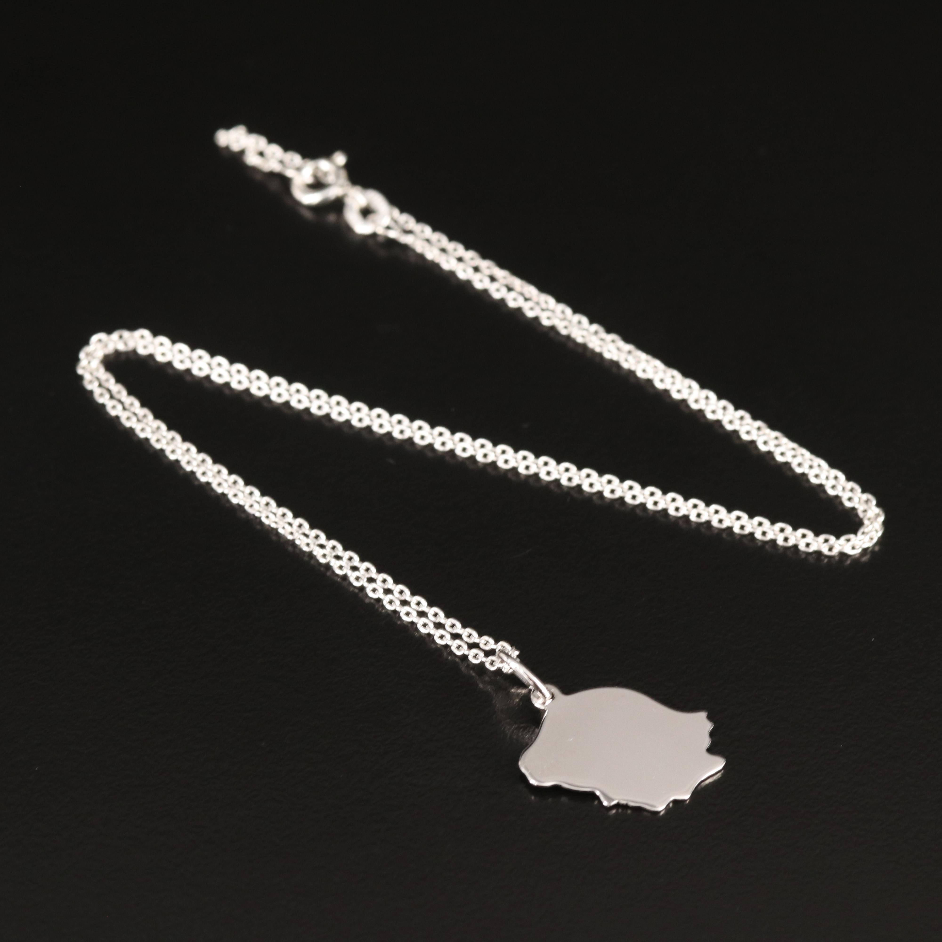 Sterling Girl in Profile Pendant Necklace