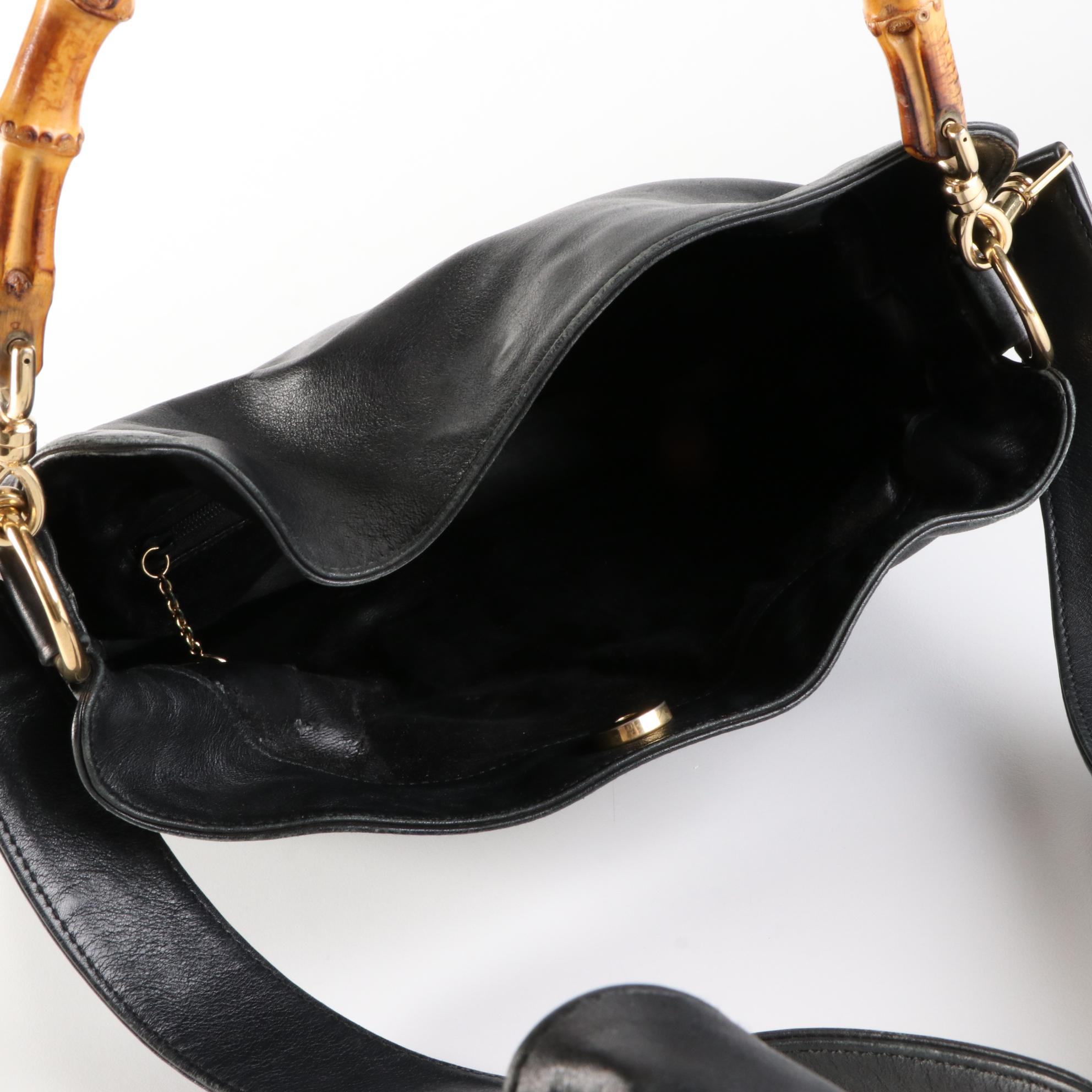 Gucci Bamboo Two-Way Bag in Black Leather