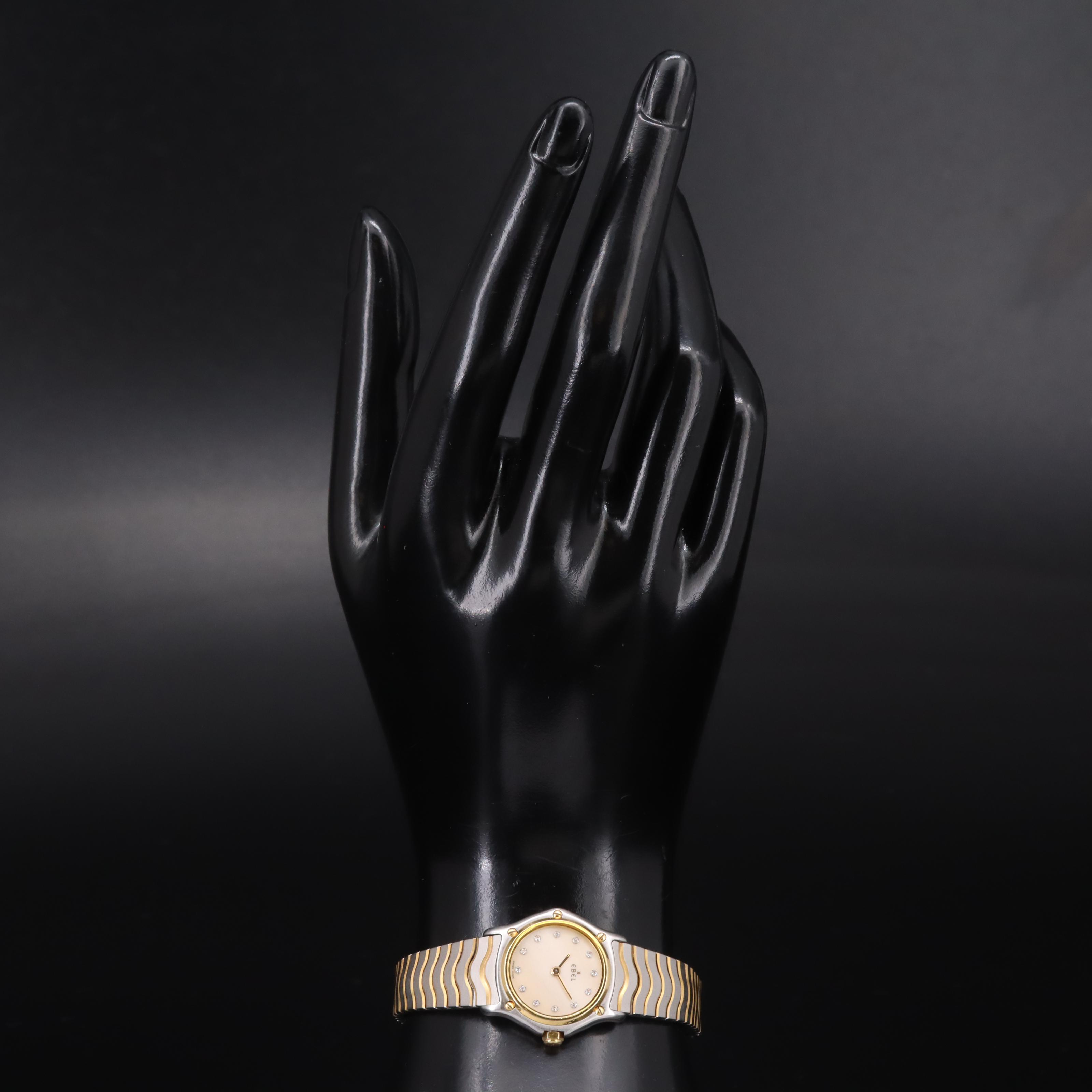 18K and Stainless Steel Ebel Classic Wave Mother-of-Pearl and Diamond Watch