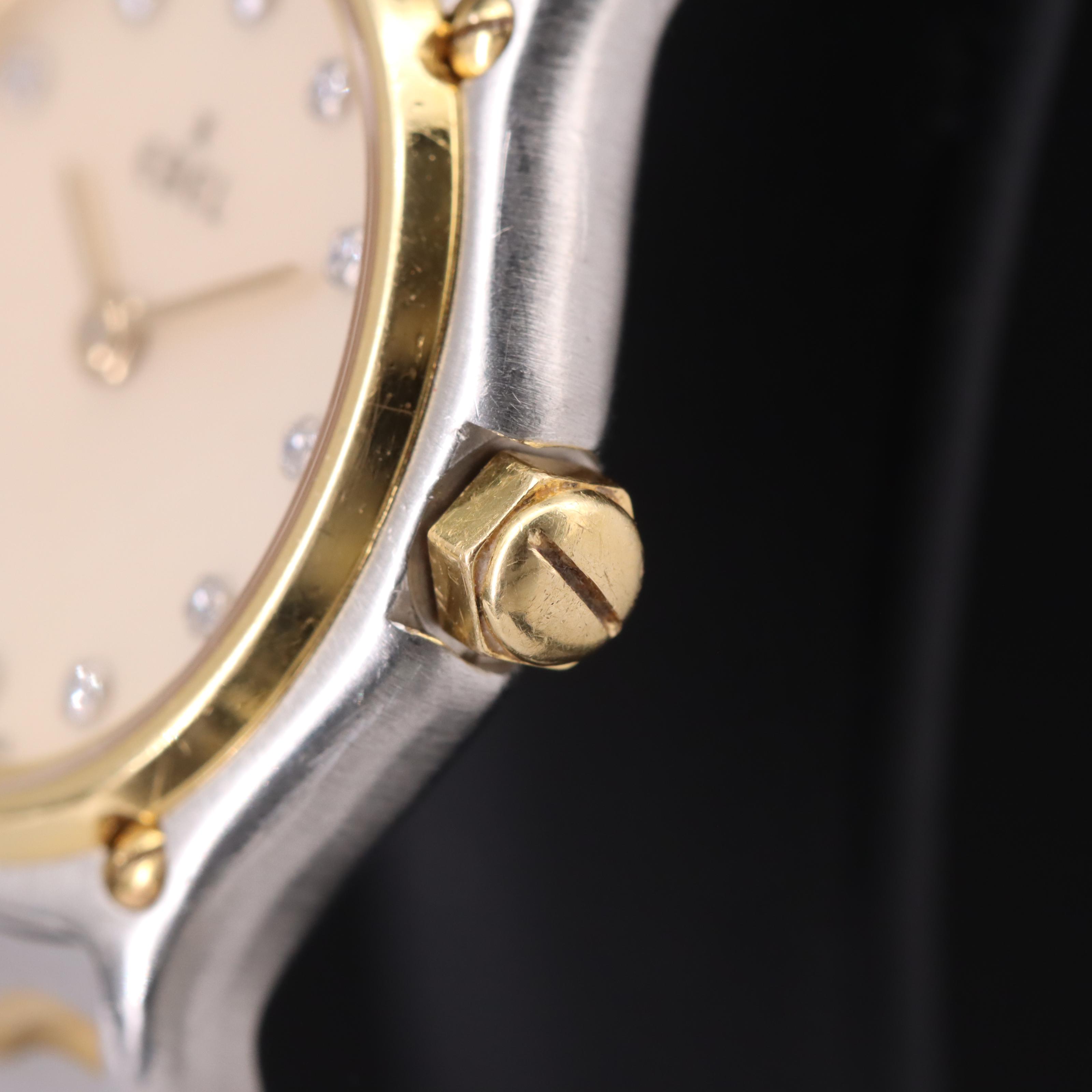 18K and Stainless Steel Ebel Classic Wave Mother-of-Pearl and Diamond Watch