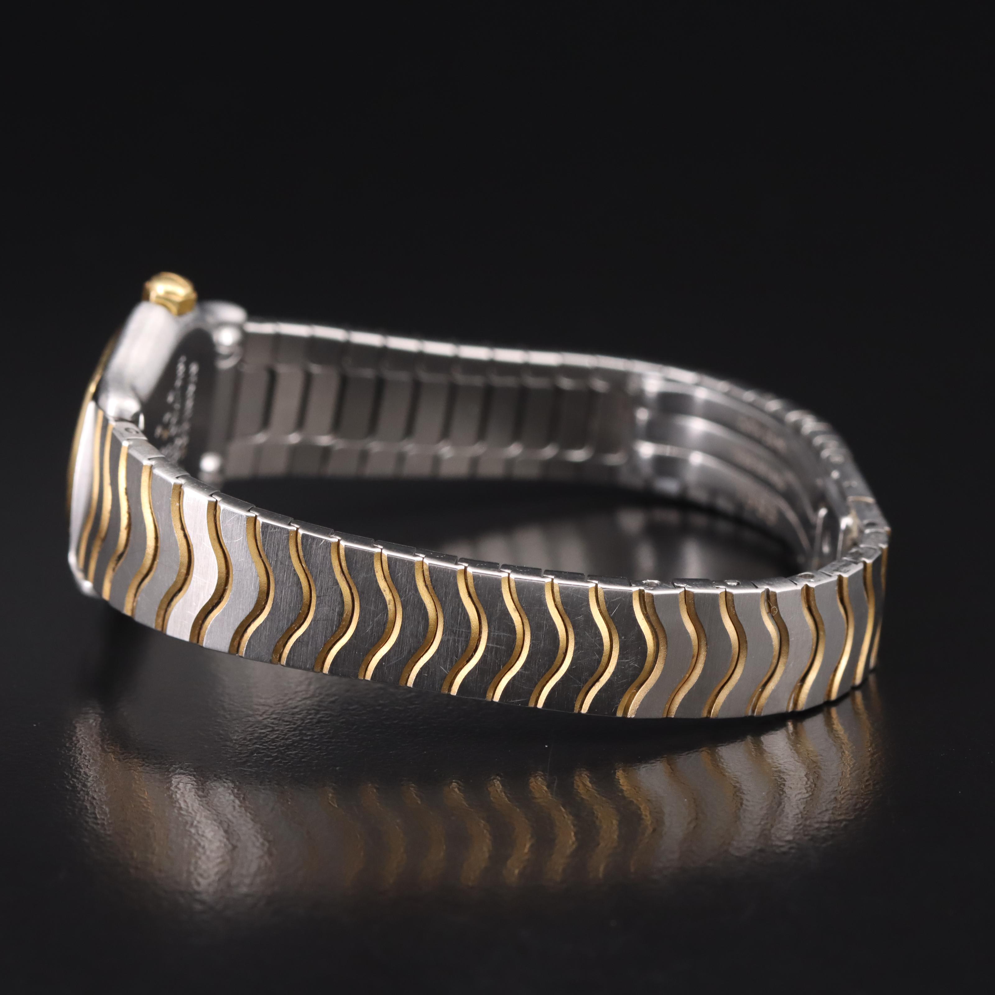 18K and Stainless Steel Ebel Classic Wave Mother-of-Pearl and Diamond Watch