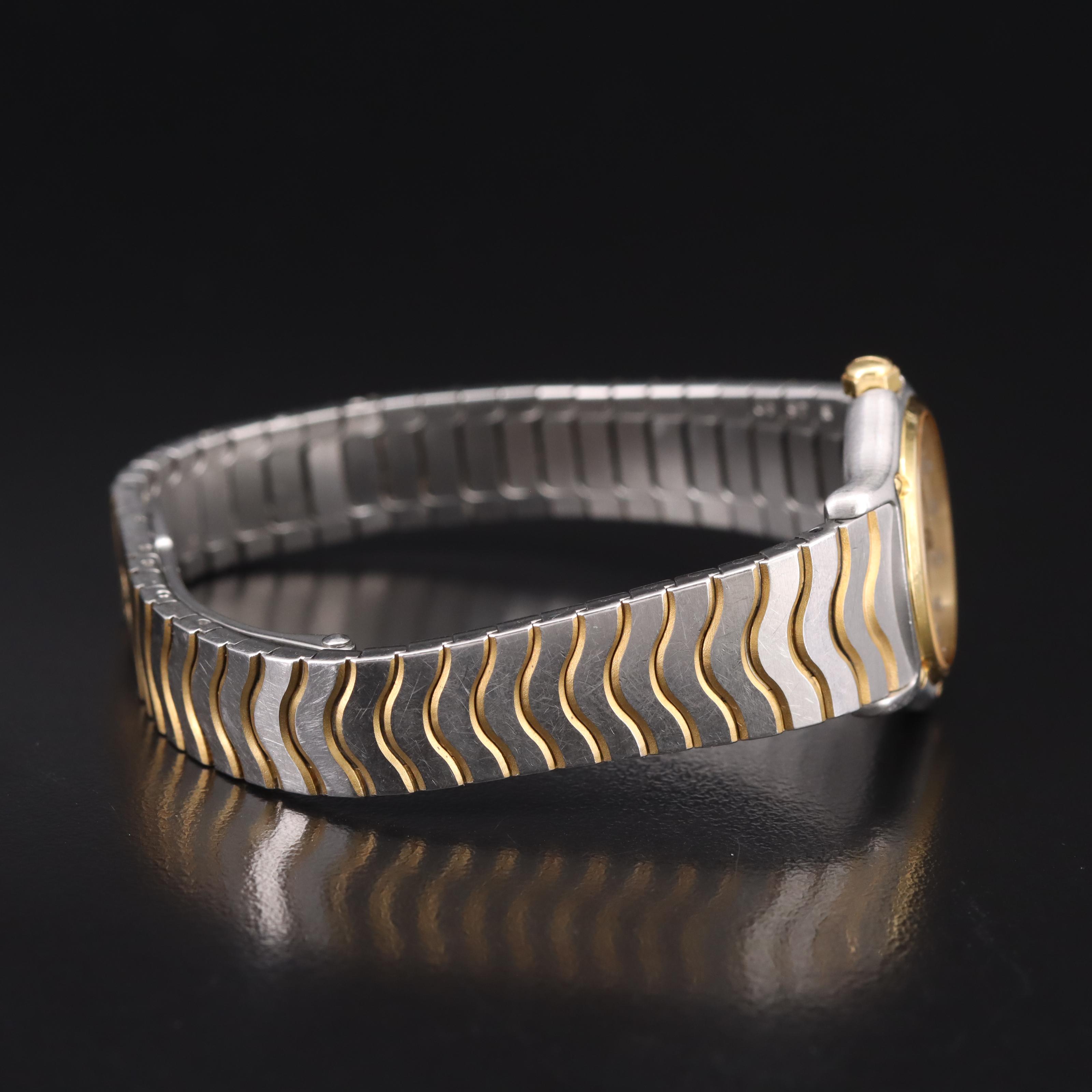 18K and Stainless Steel Ebel Classic Wave Mother-of-Pearl and Diamond Watch