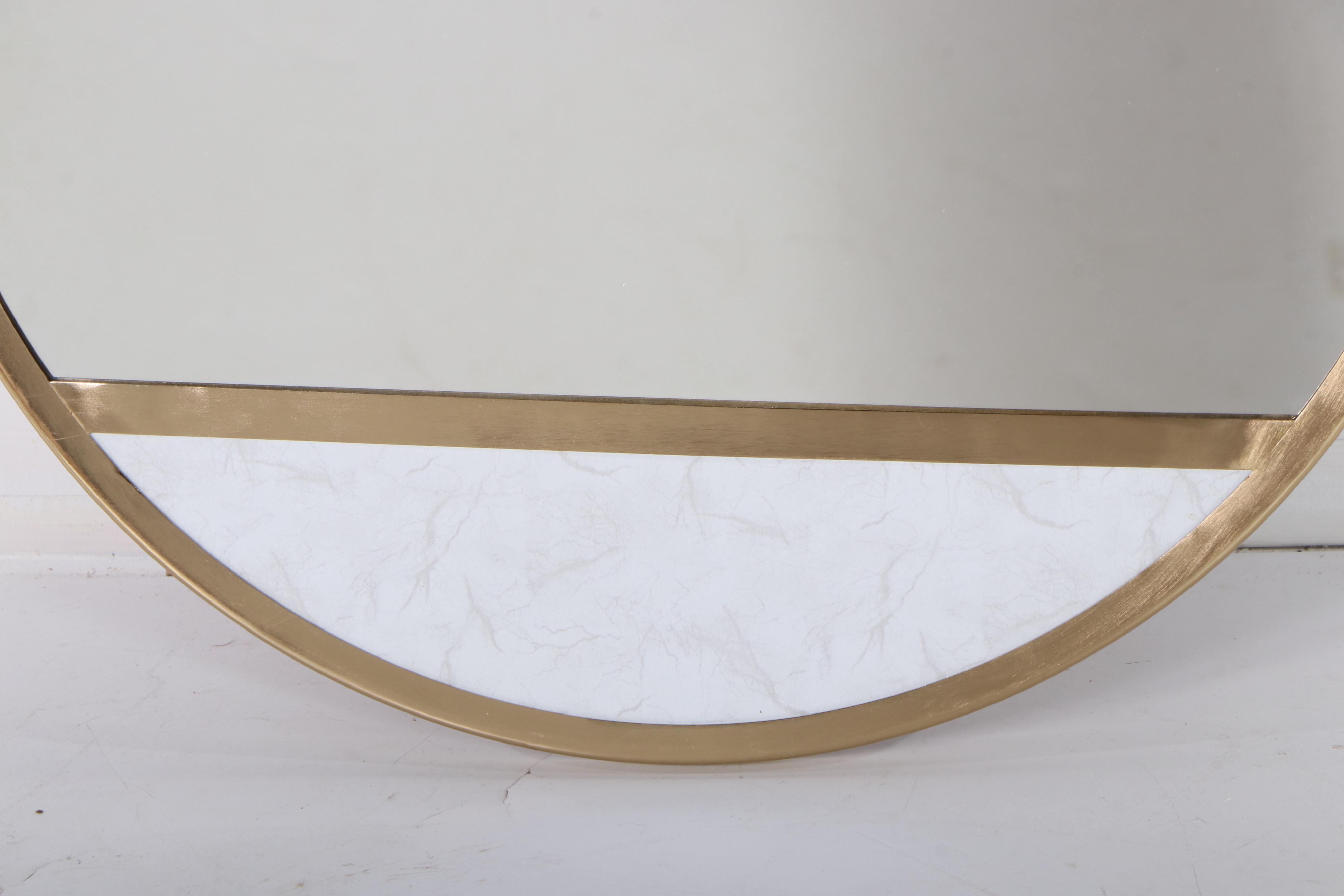 Threshold Modernist Gold Colored Metal and Faux Marble Round Wall Mirror