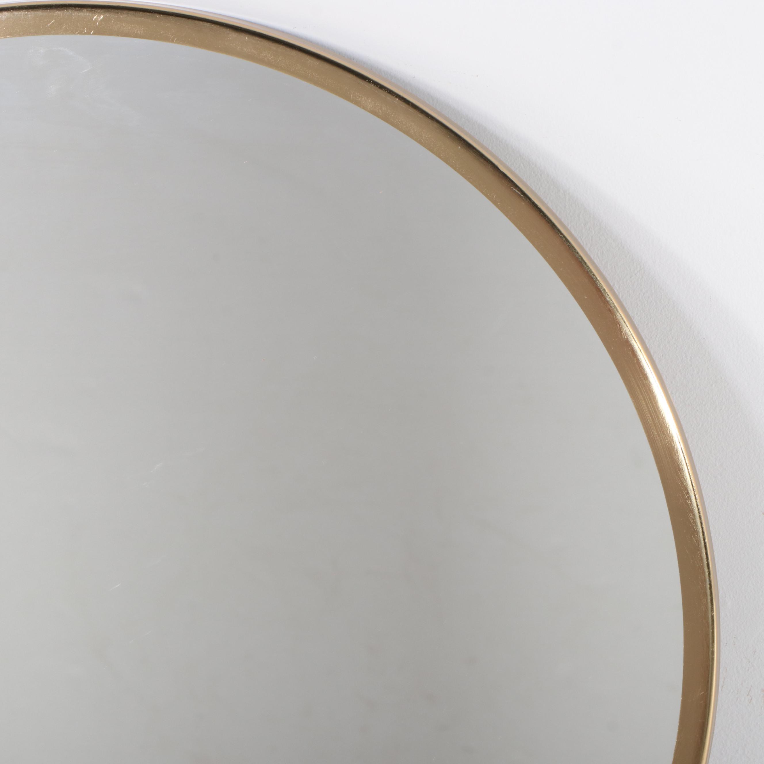 Threshold Modernist Gold Colored Metal and Faux Marble Round Wall Mirror