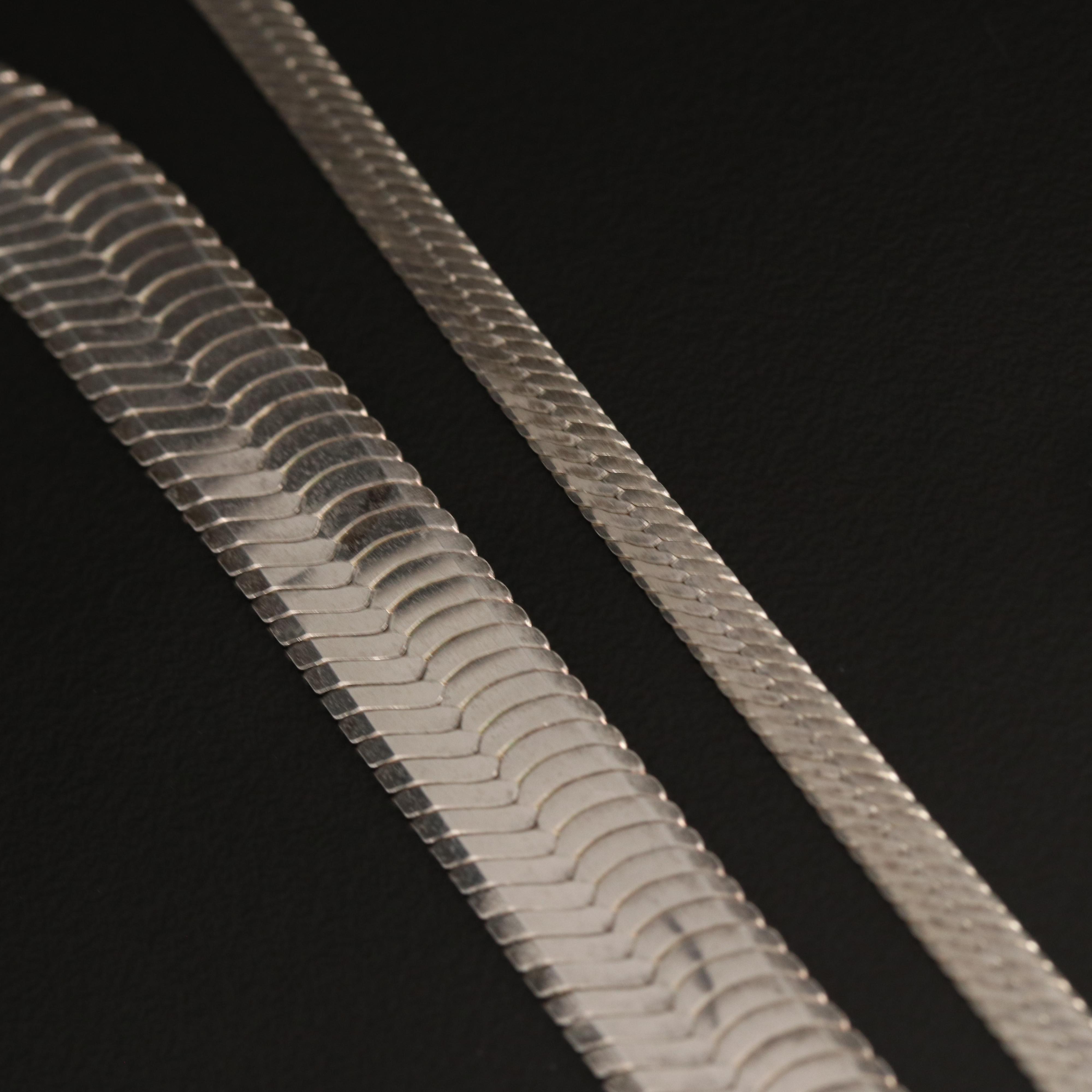 Italian Sterling Herringbone Chain Necklaces