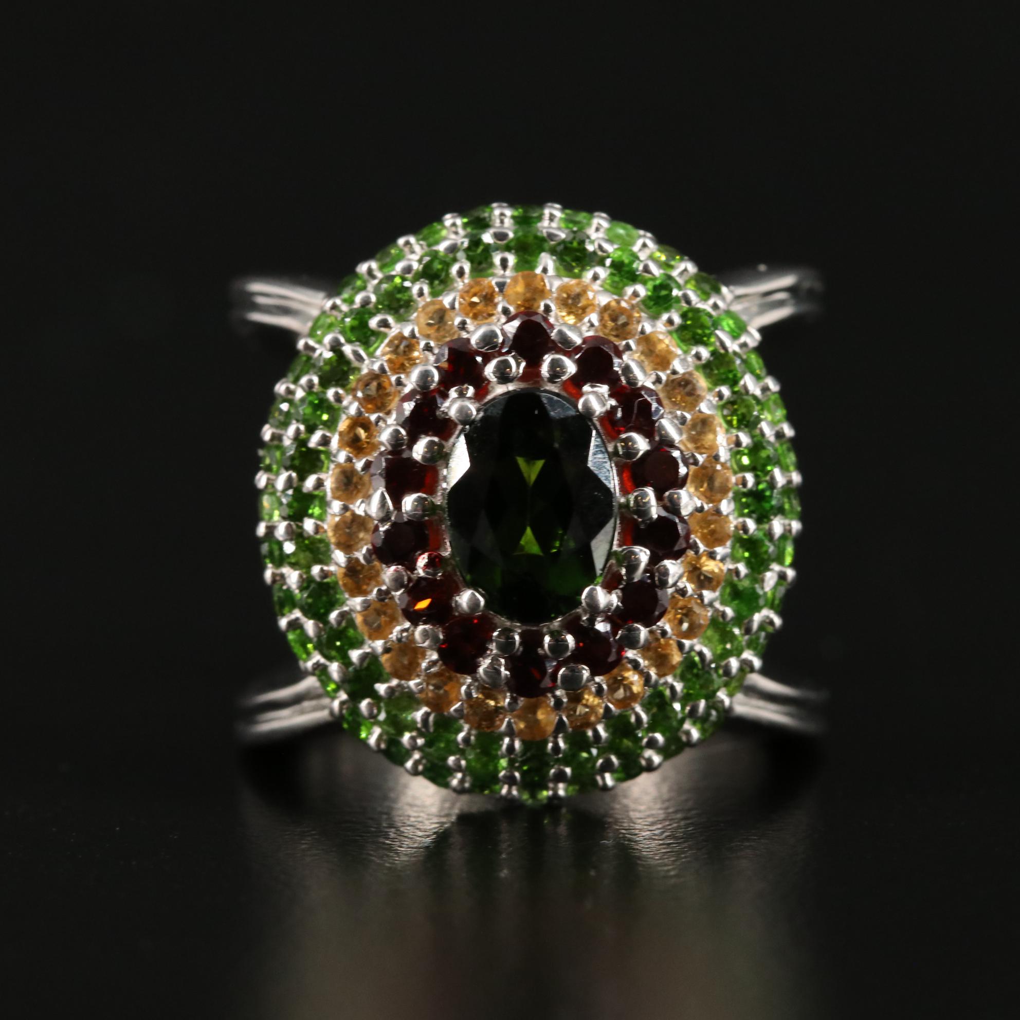 Sterling Diopside, Garnet and Citrine Lot