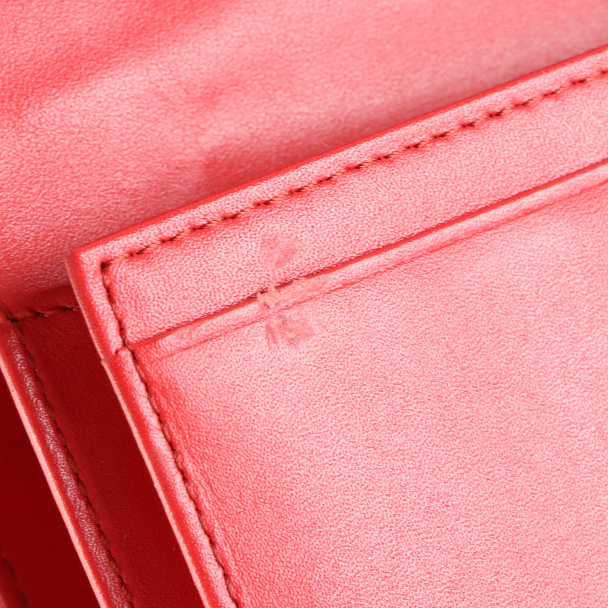 MCM Compact Wallet in Logo Emblem Red Grain Leather with Box