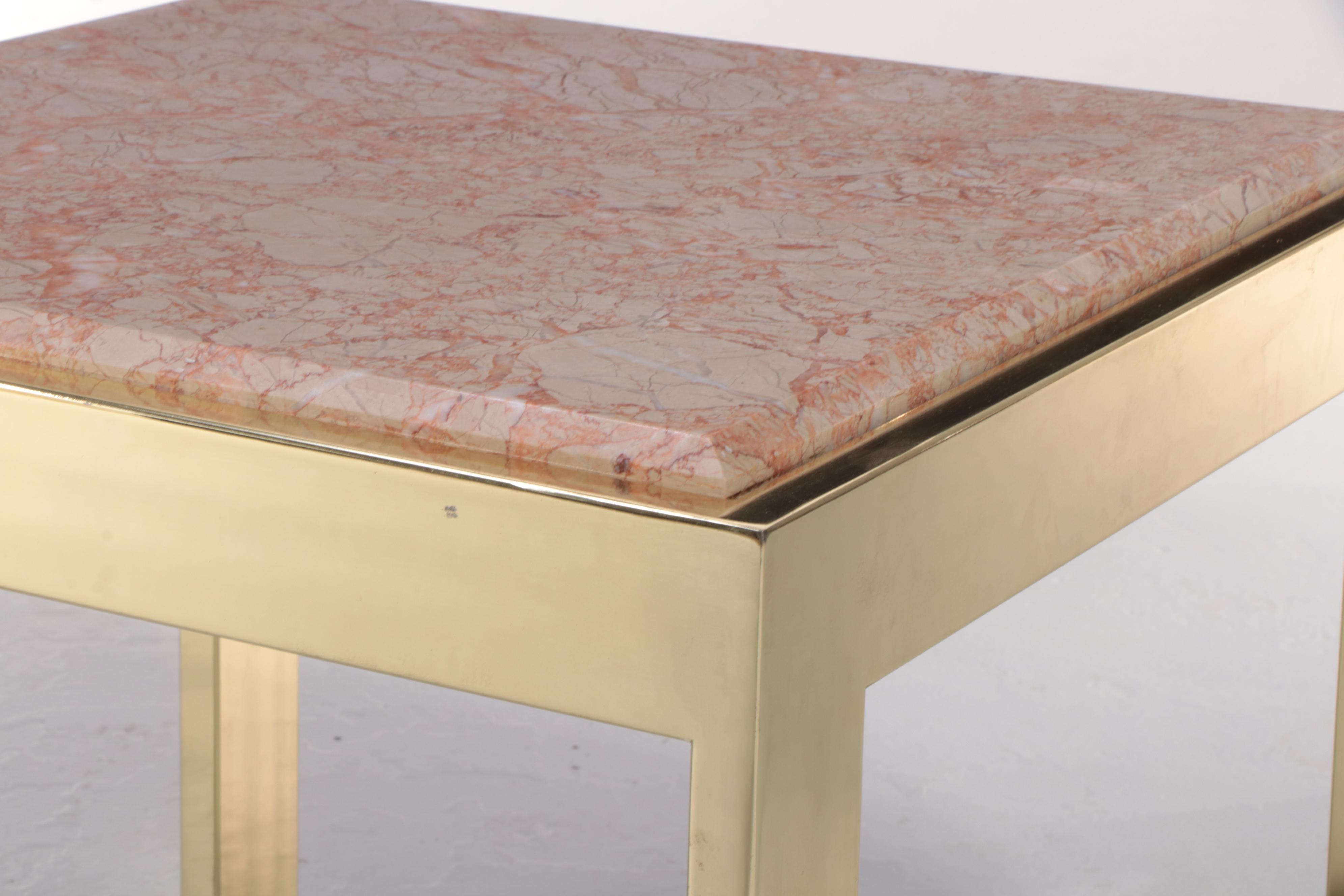 Design Institute America (DIA) Brass-Patinated Metal and Marble Side Table, 1983