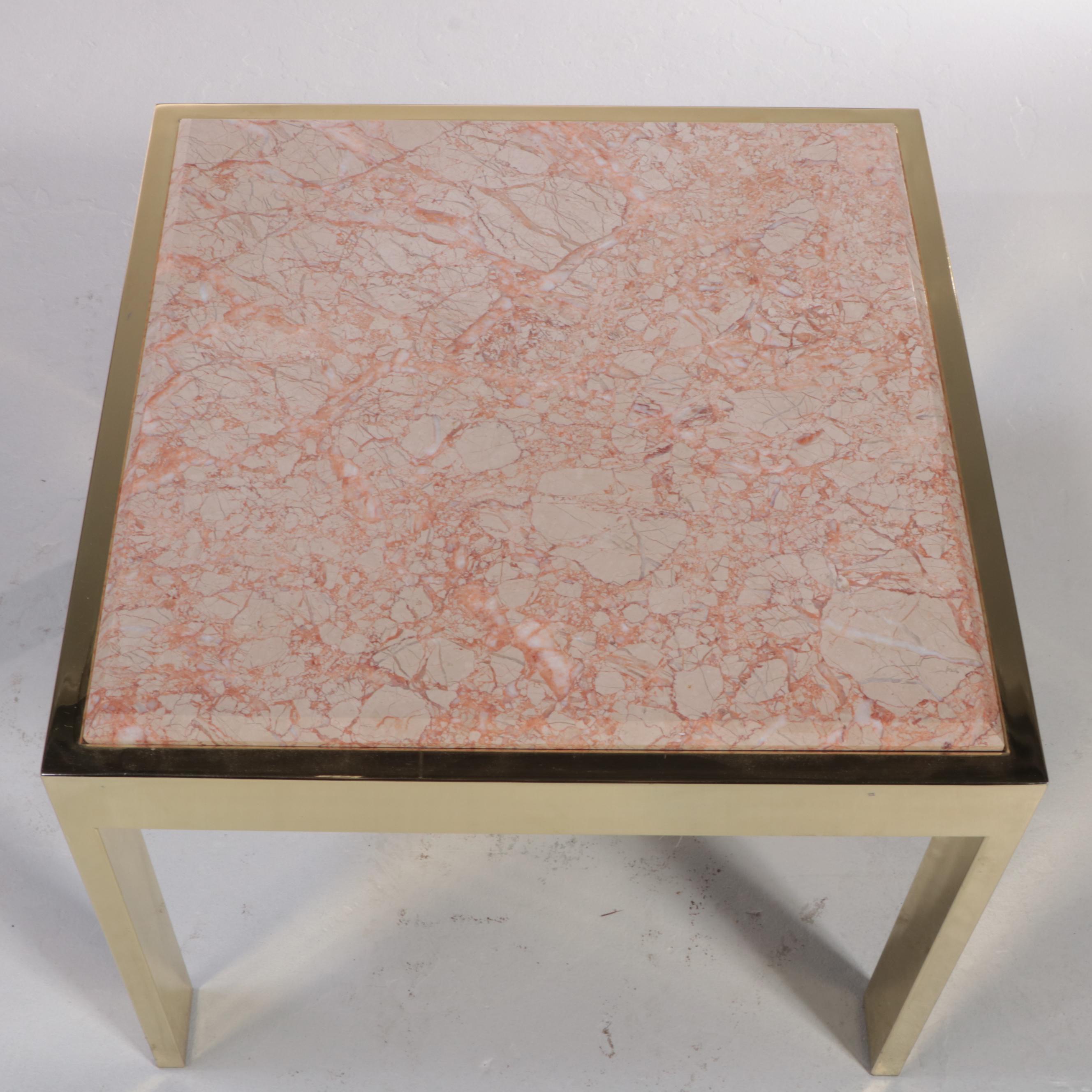 Design Institute America (DIA) Brass-Patinated Metal and Marble Side Table, 1983