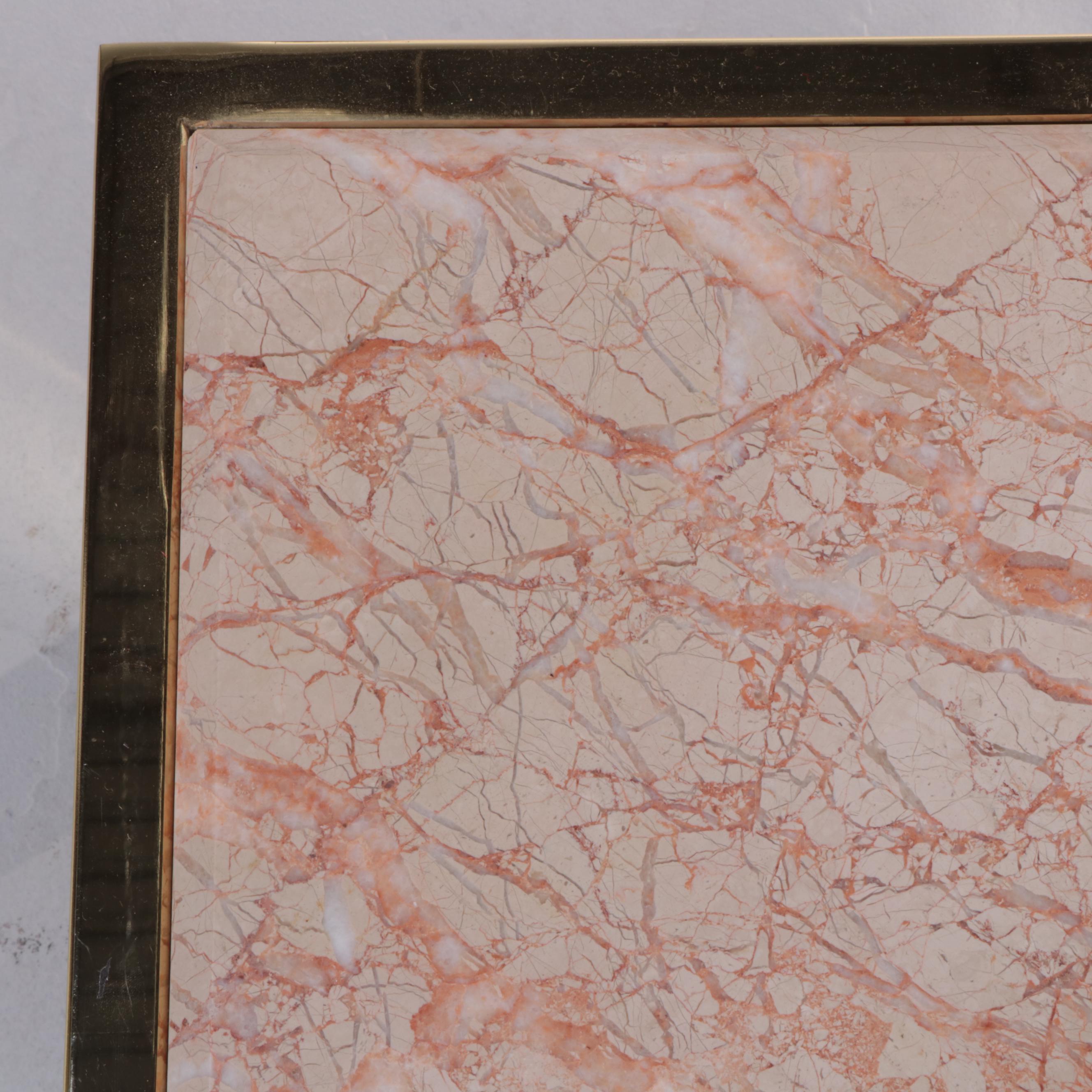 Design Institute America (DIA) Brass-Patinated Metal and Marble Side Table, 1983