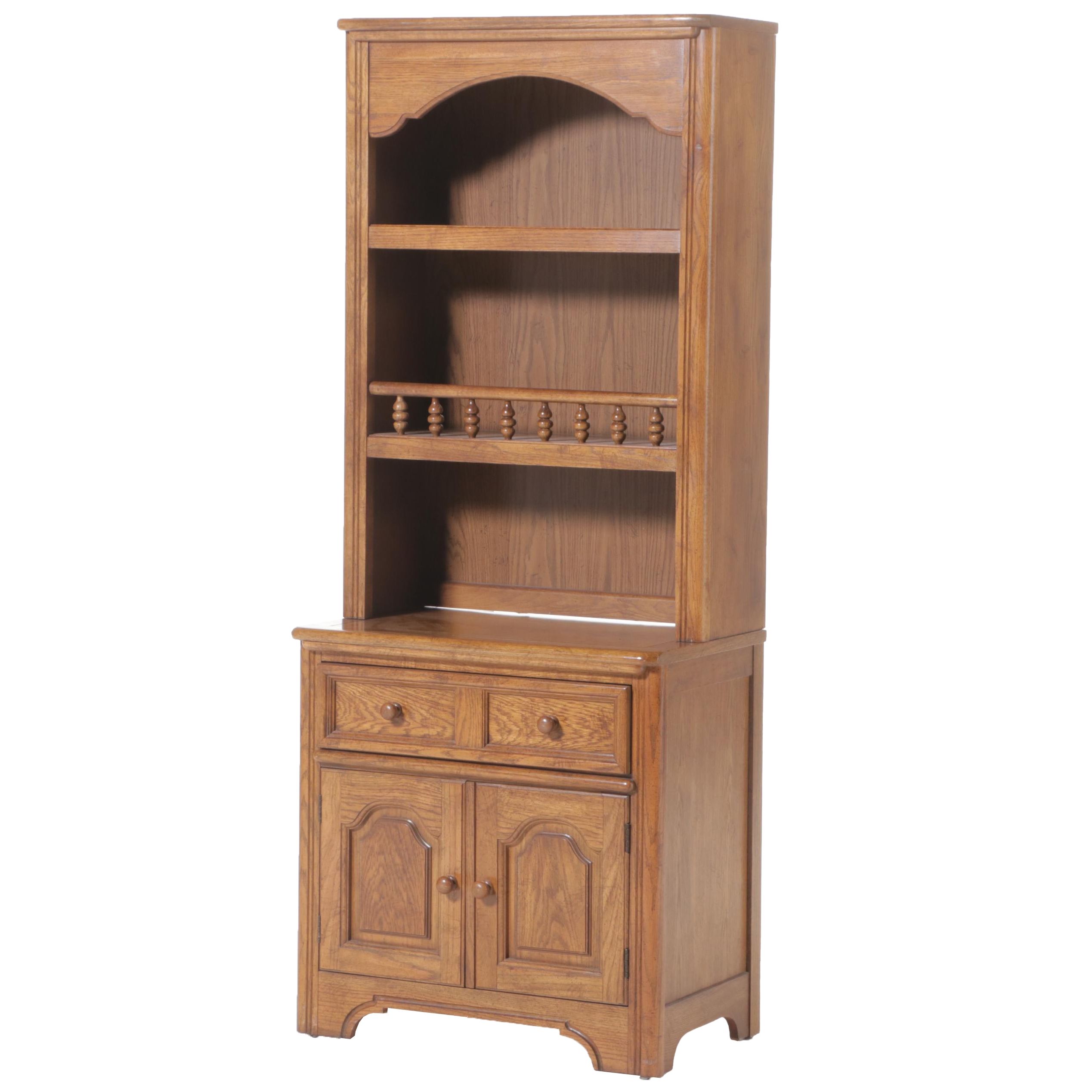Dixie Furniture Oak Bookcase-on-Cabinet, Late 20th Century