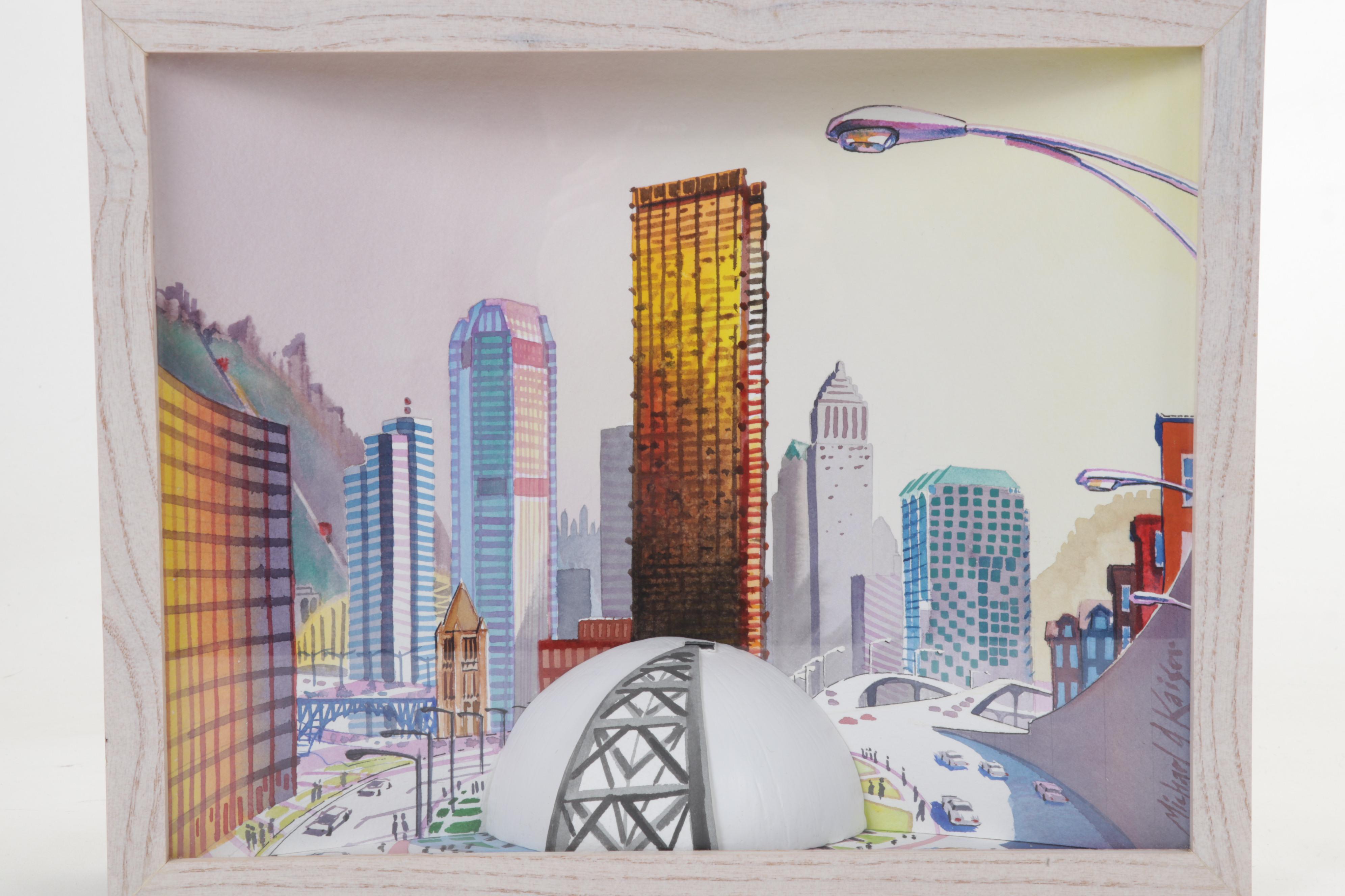 Michael Kaiser Stadium Watercolor Paintings Including "HPI Civic Arena"