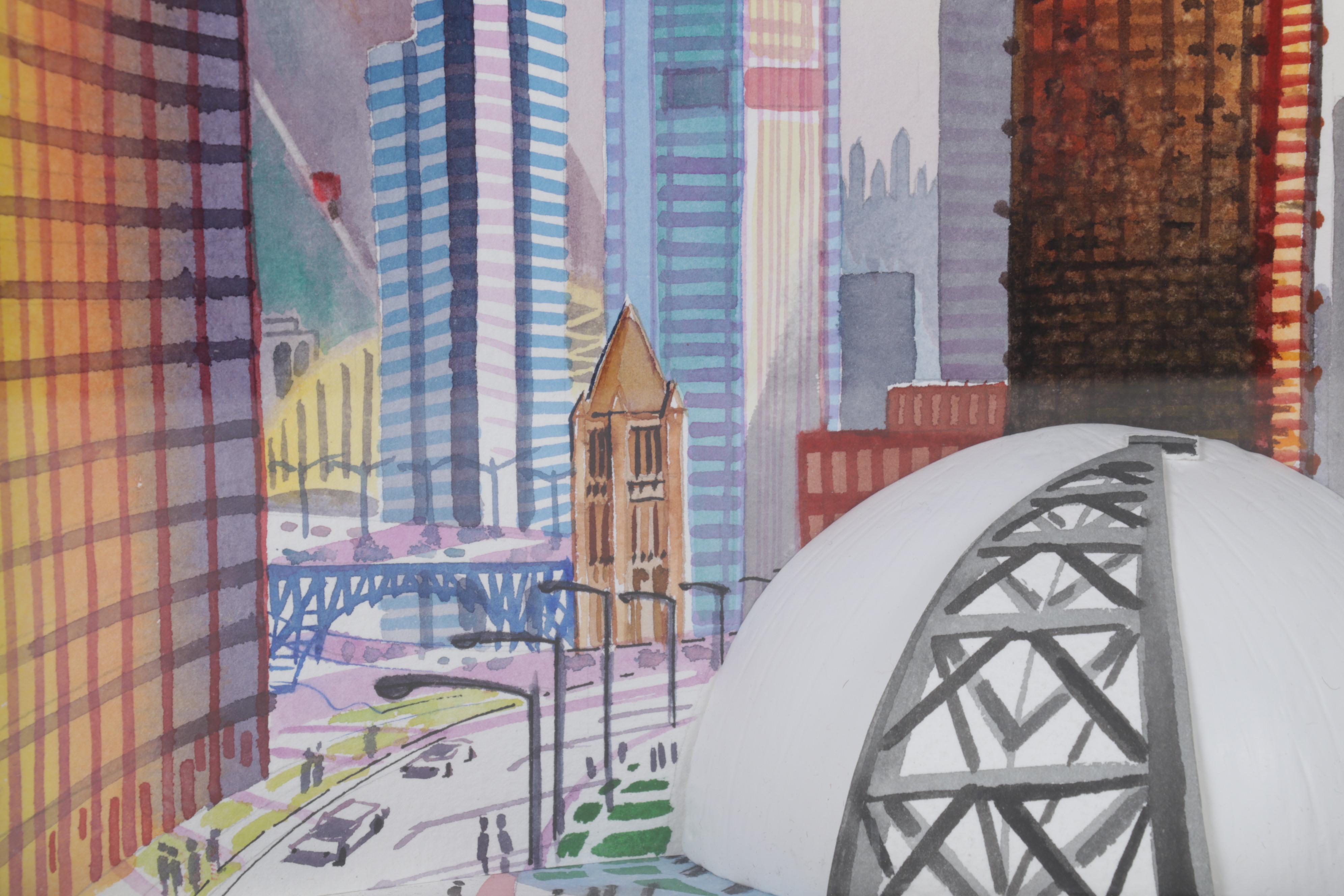 Michael Kaiser Stadium Watercolor Paintings Including "HPI Civic Arena"