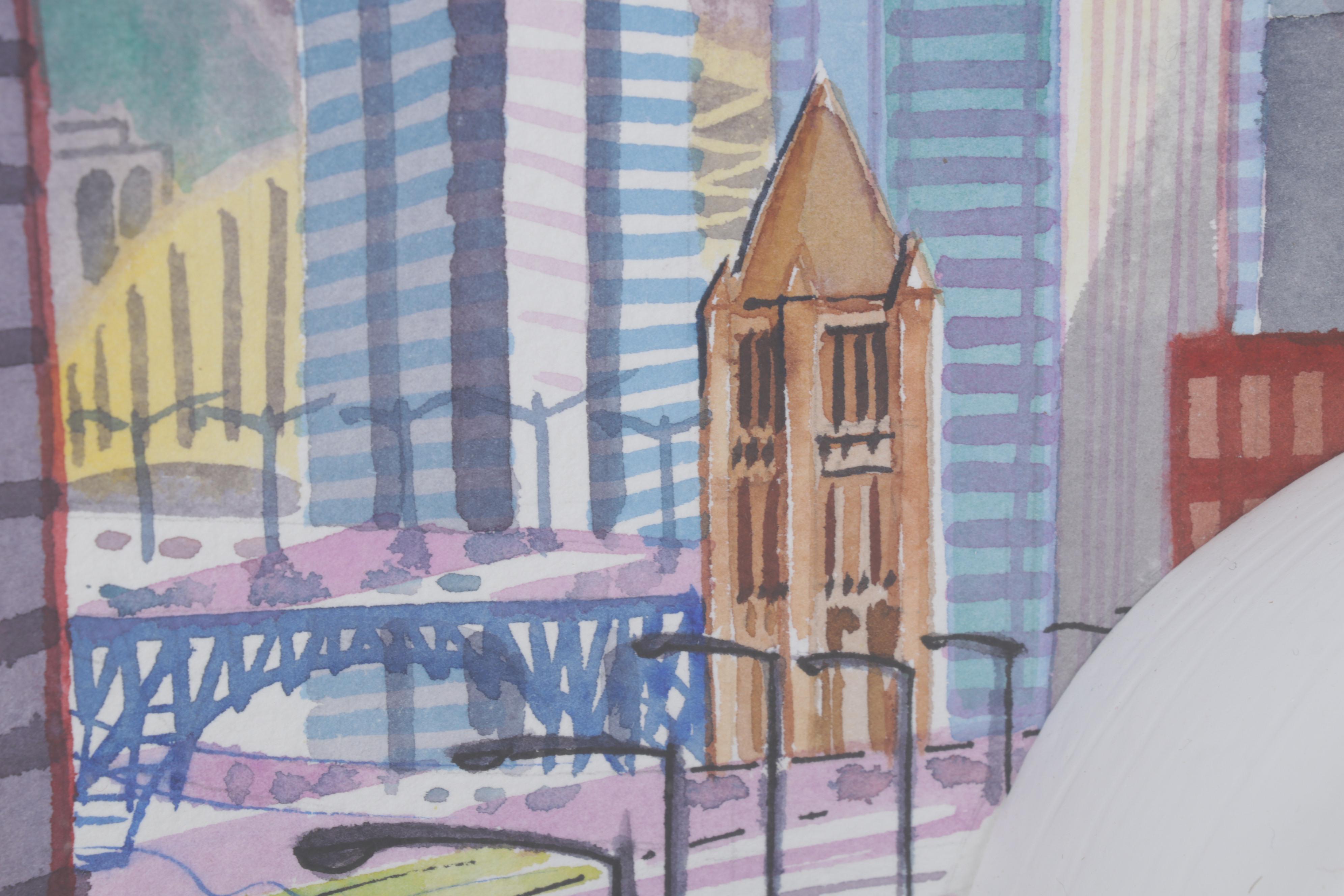 Michael Kaiser Stadium Watercolor Paintings Including "HPI Civic Arena"