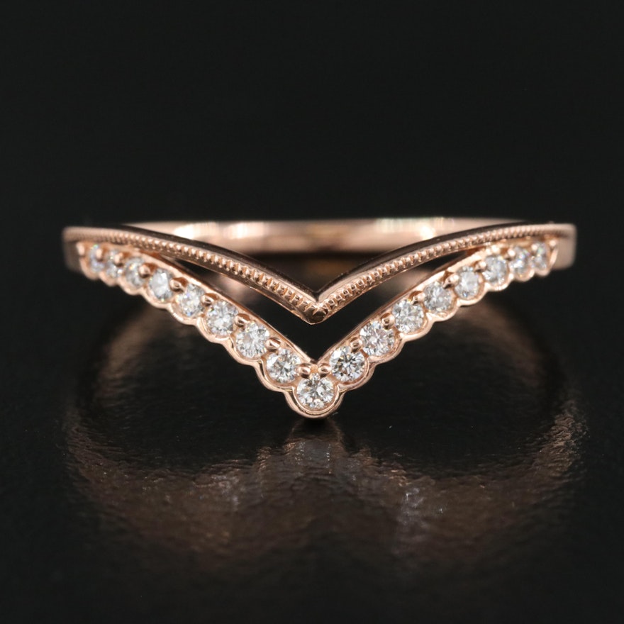 14K Rose Gold 0.23 CTW Diamond Chevron Ring