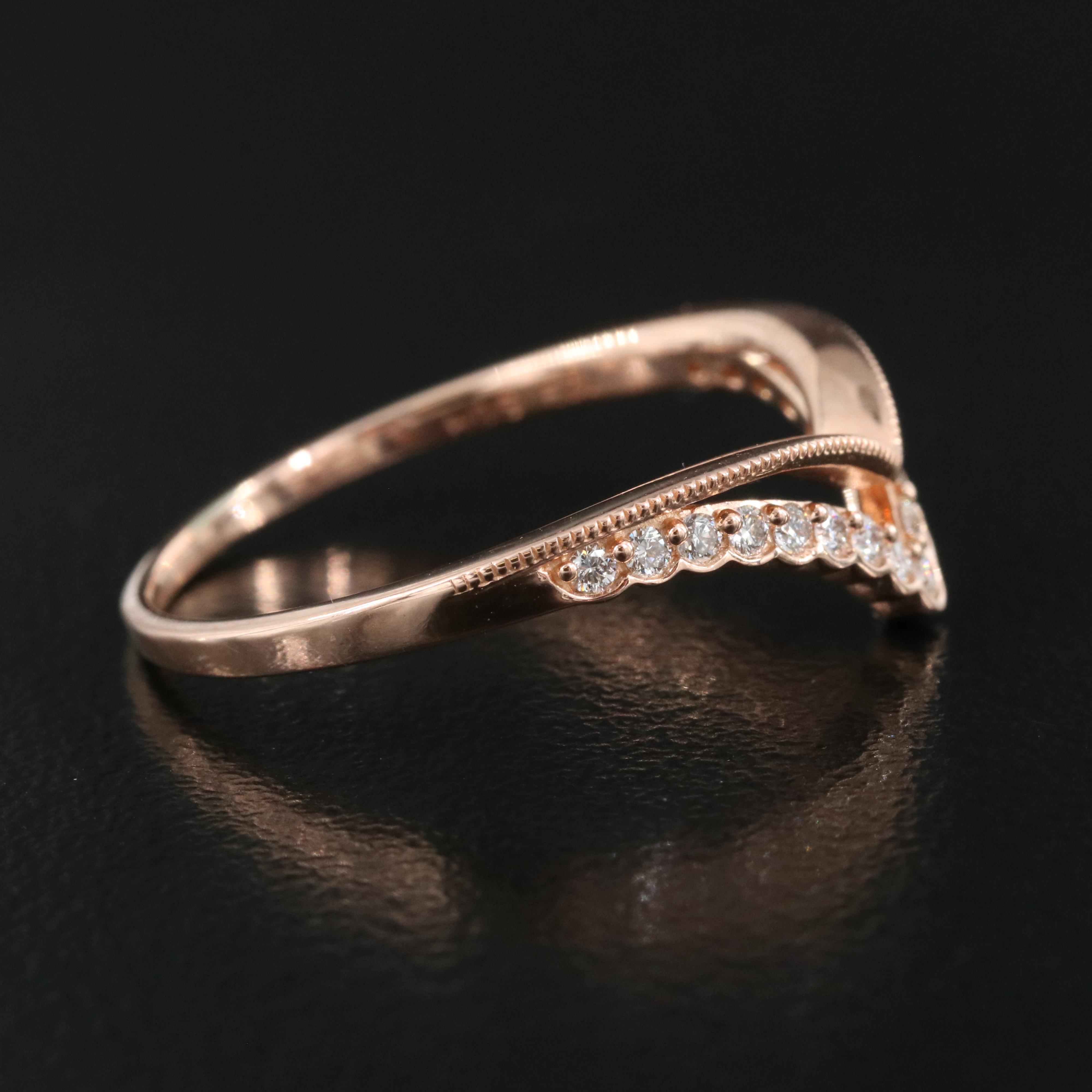 14K Rose Gold 0.23 CTW Diamond Chevron Ring