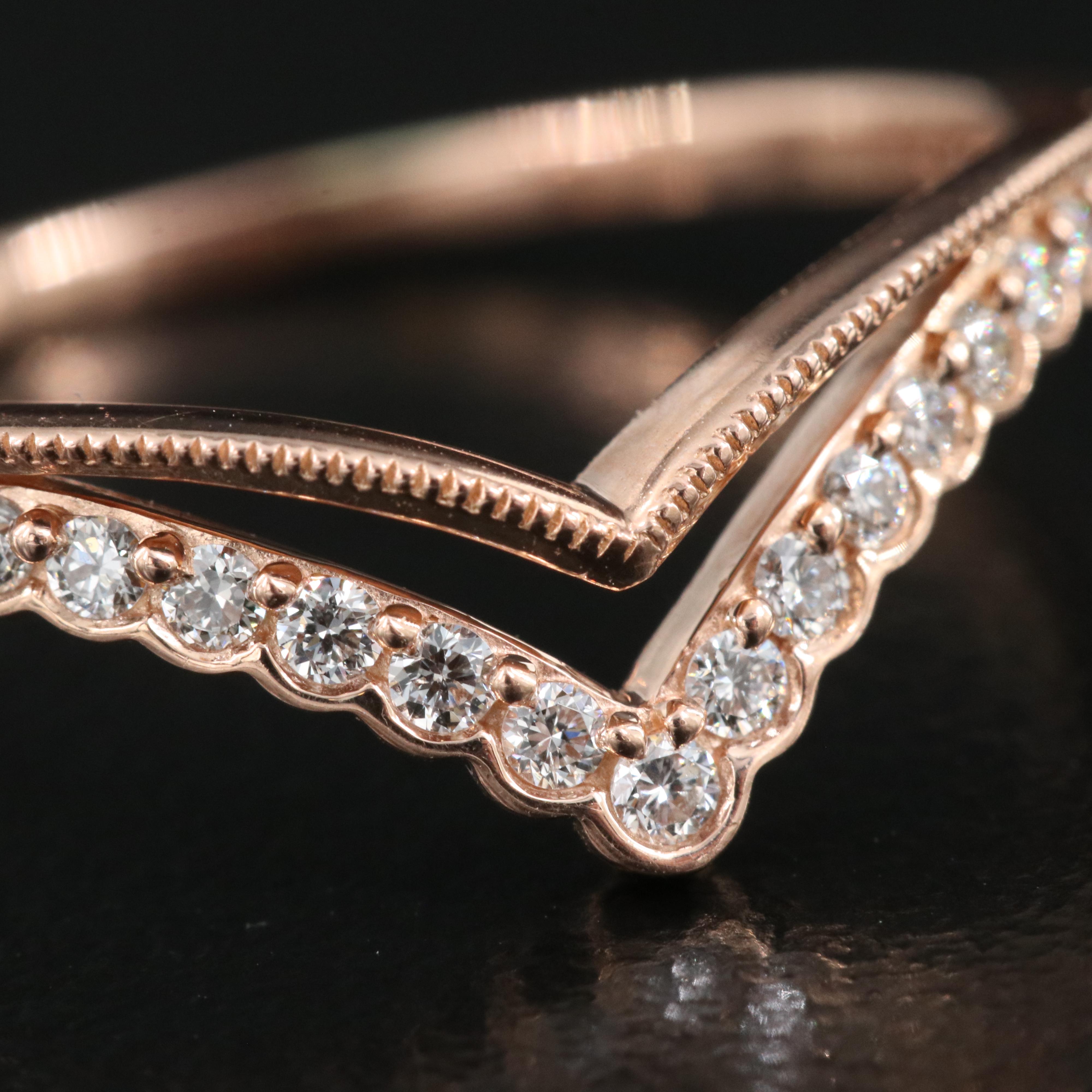 14K Rose Gold 0.23 CTW Diamond Chevron Ring