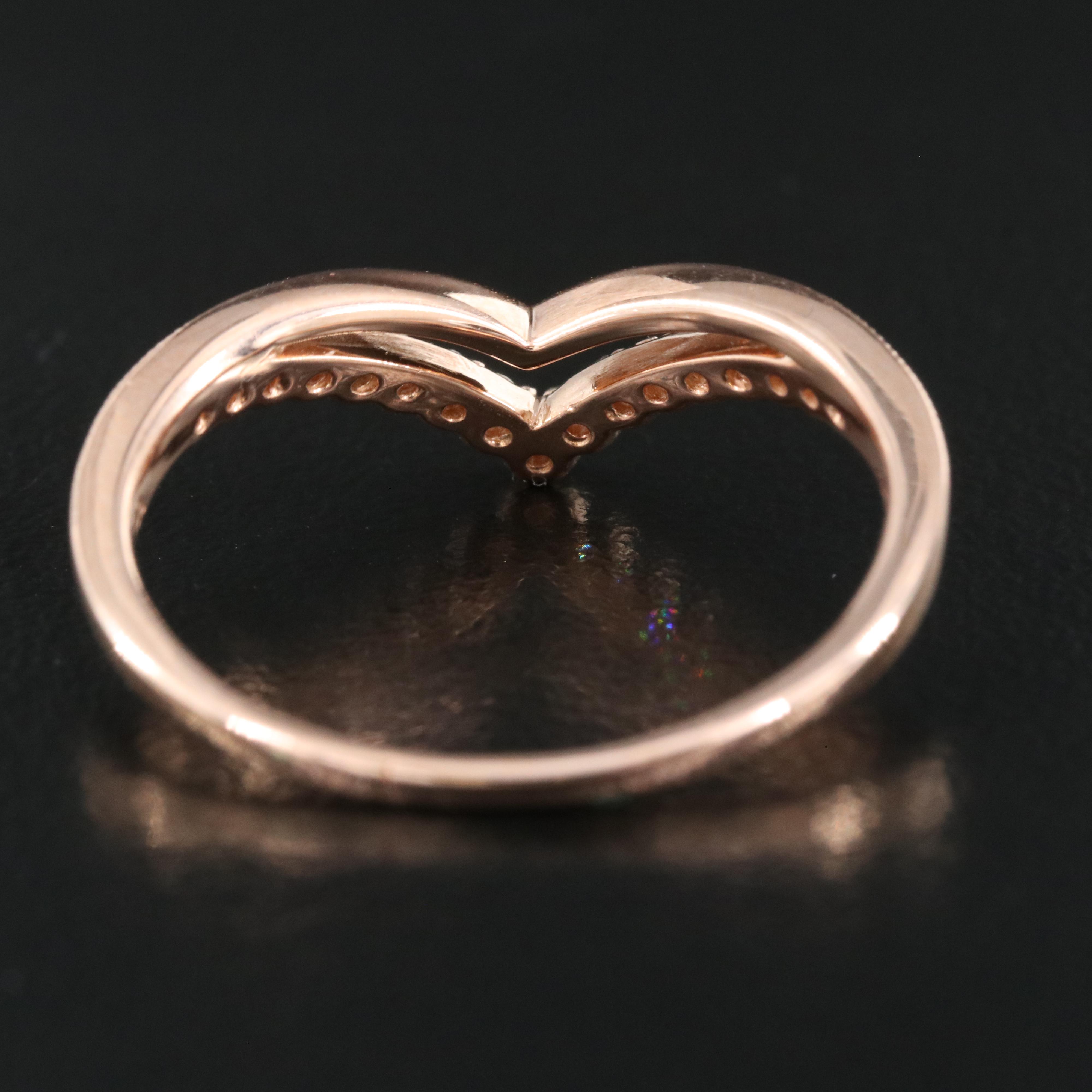 14K Rose Gold 0.23 CTW Diamond Chevron Ring