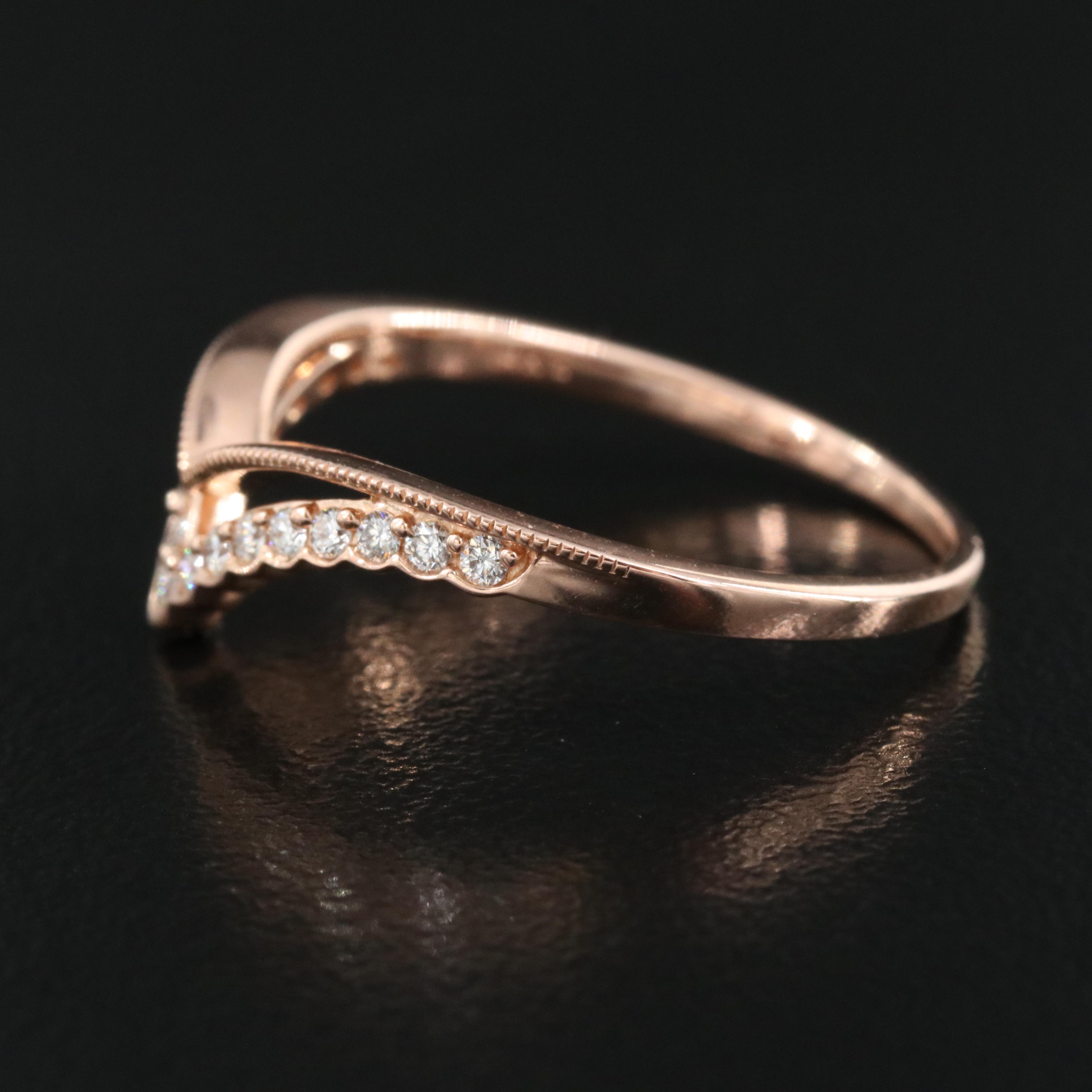 14K Rose Gold 0.23 CTW Diamond Chevron Ring