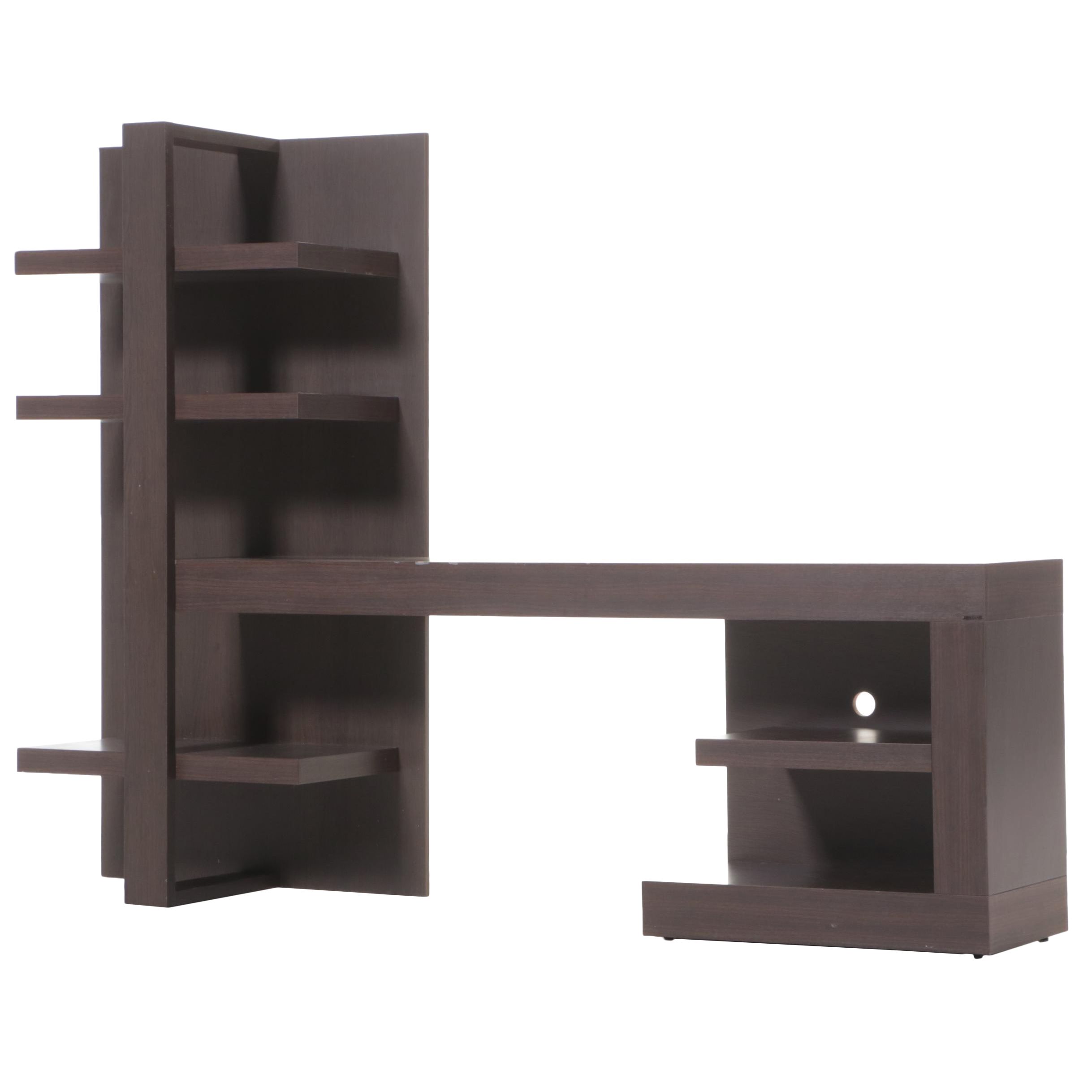 Modernist Style Walnut-Grained Laminate Media Console