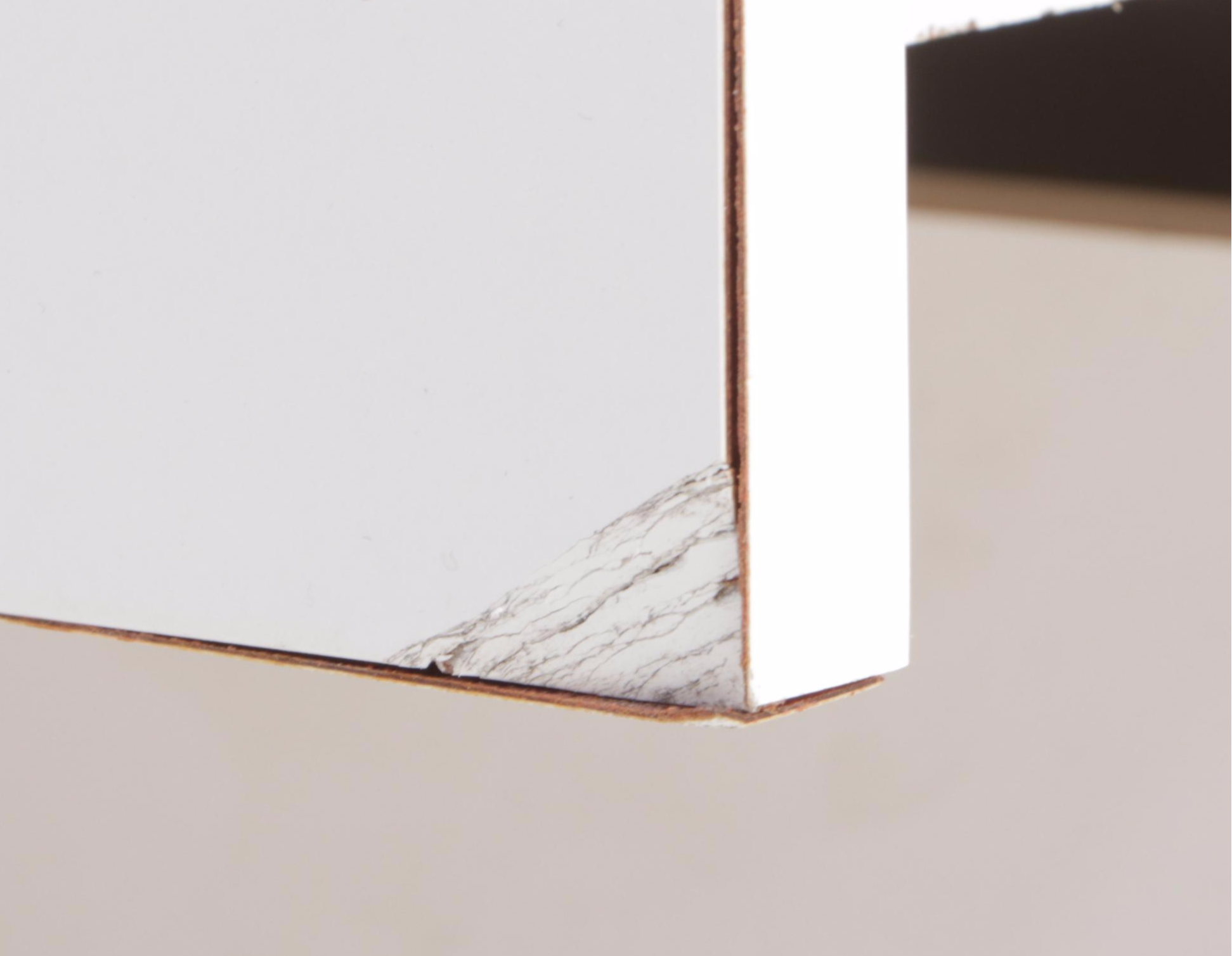 Post Modernist White Laminate Six-Drawer Credenza with Acrylic Handles