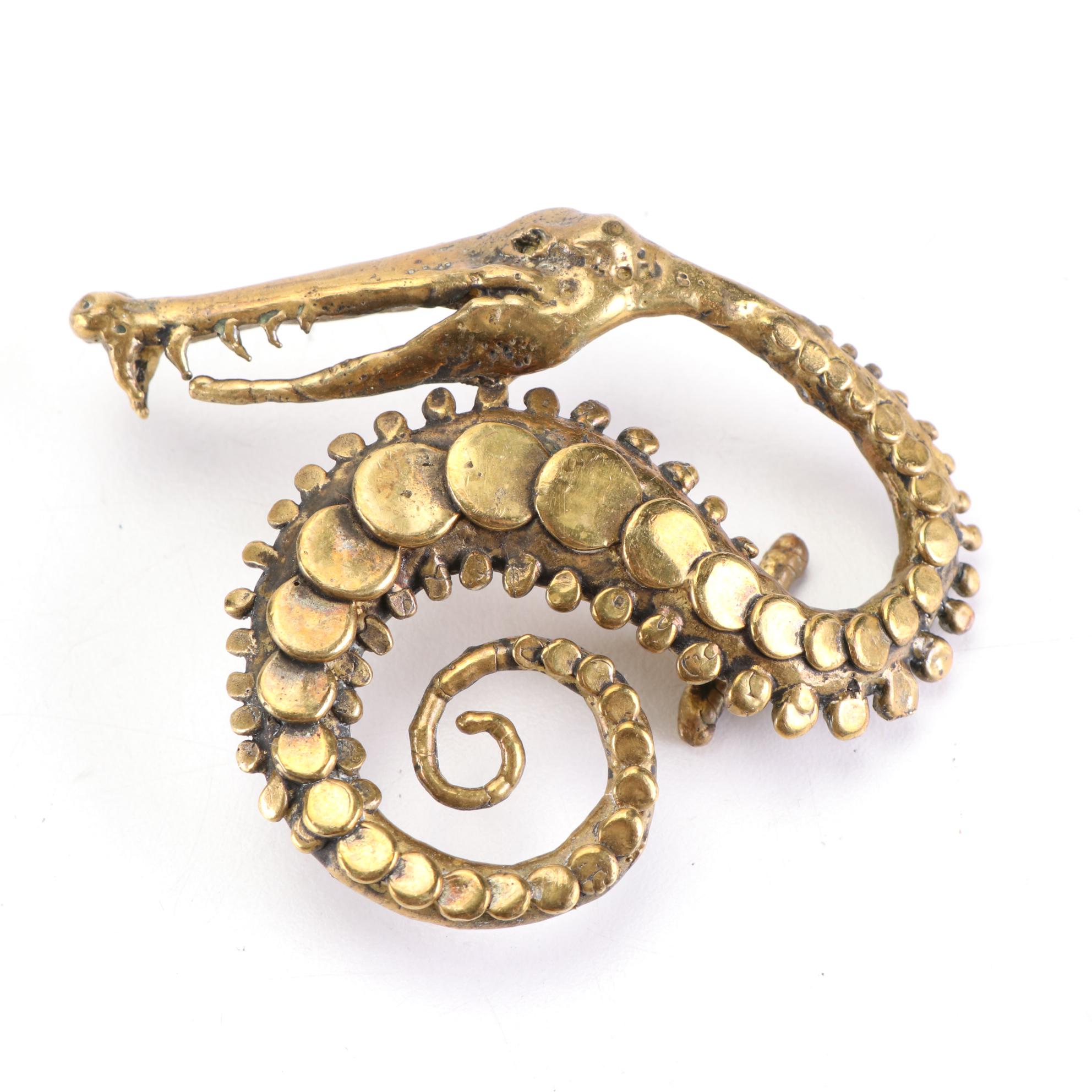 Carl Tasha Serpent and Fish Brass Belt Buckles with Other Figural Buckle