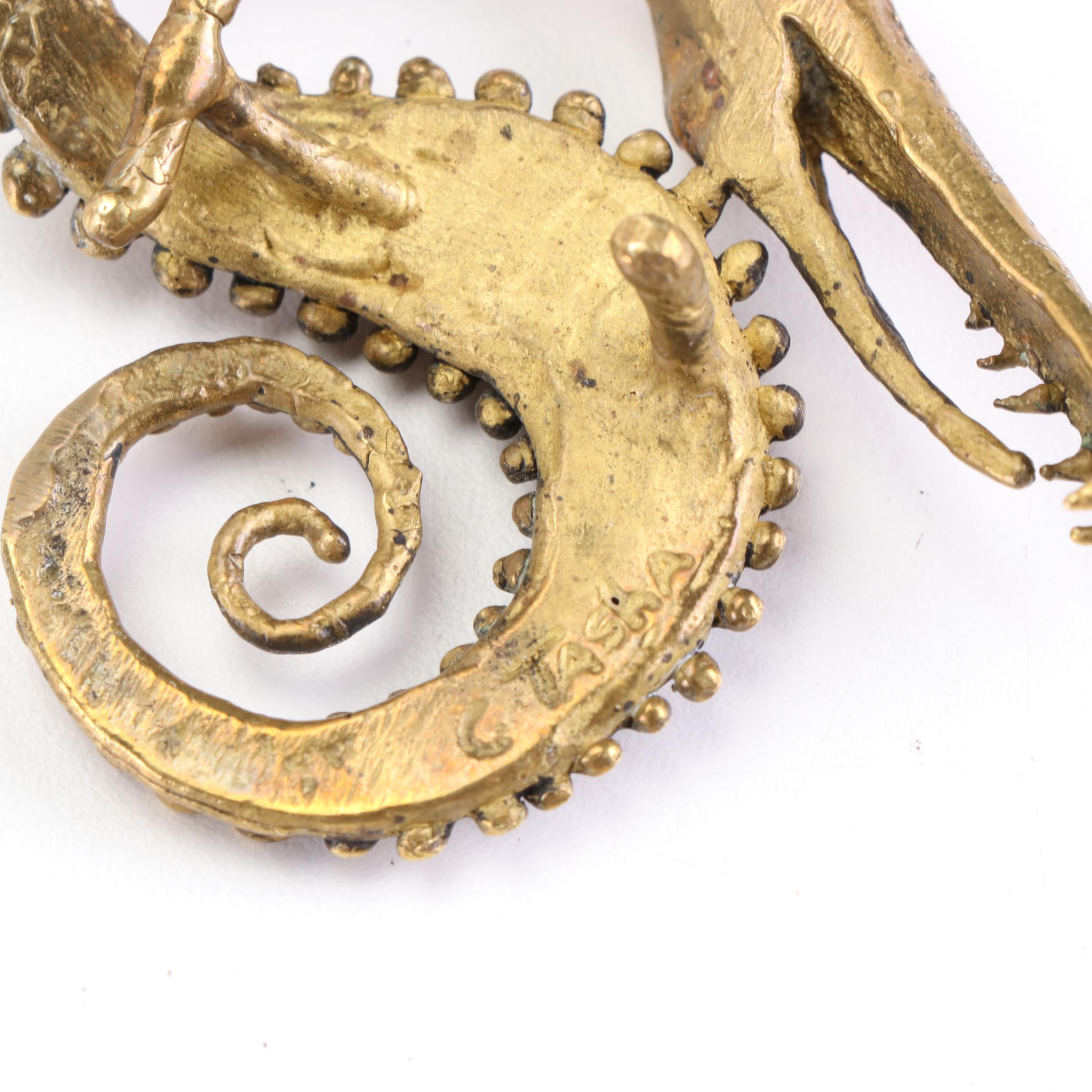 Carl Tasha Serpent and Fish Brass Belt Buckles with Other Figural Buckle