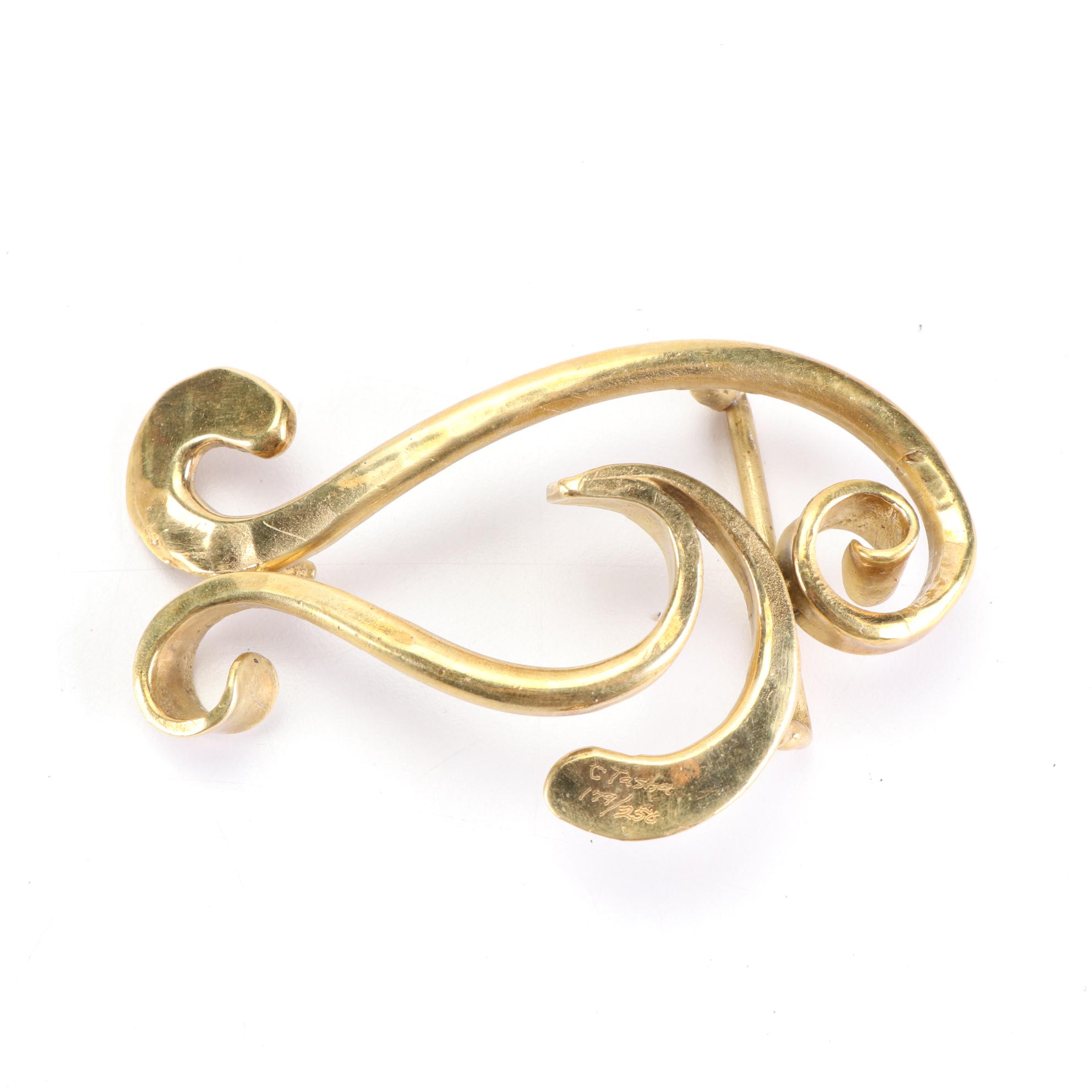 Carl Tasha Serpent and Fish Brass Belt Buckles with Other Figural Buckle