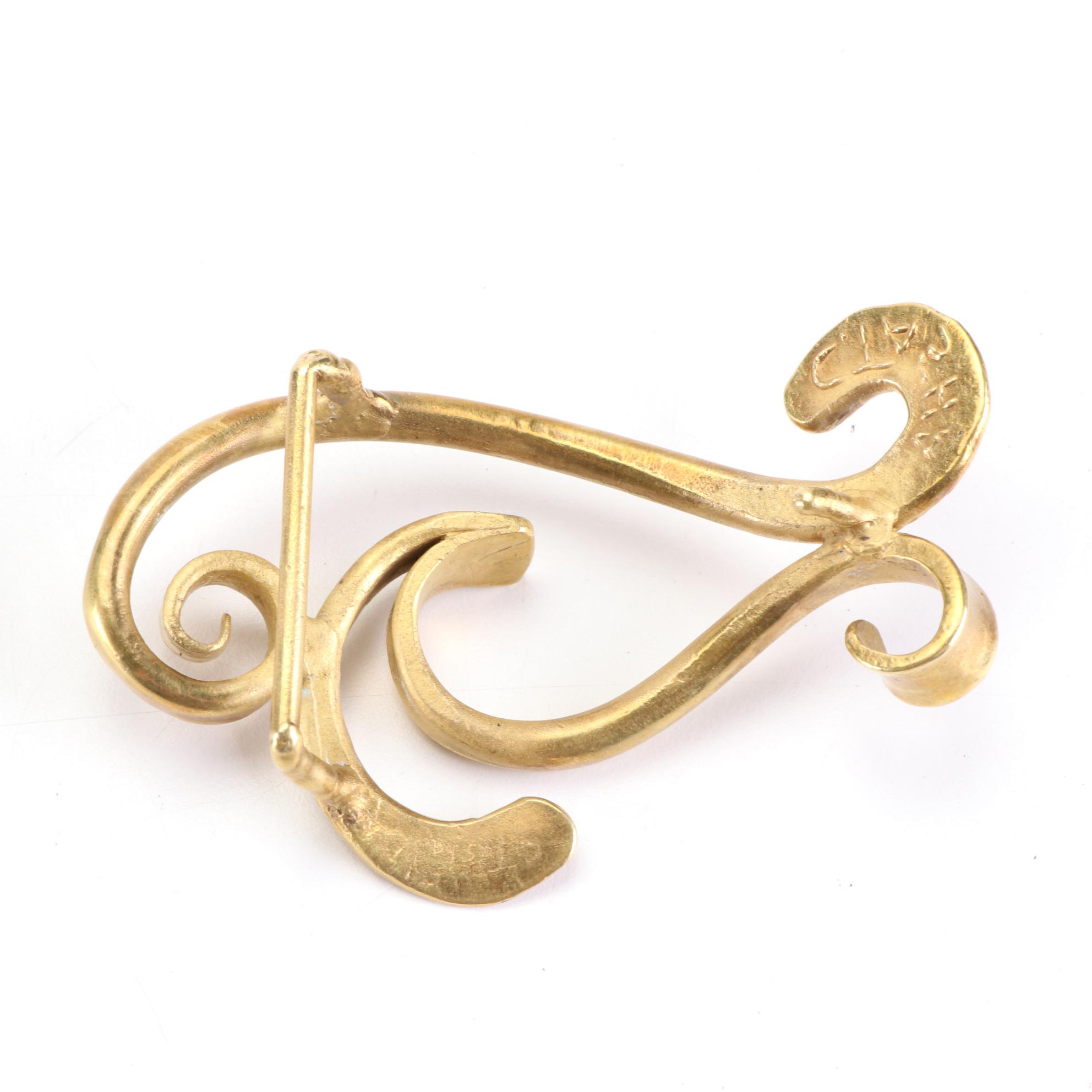 Carl Tasha Serpent and Fish Brass Belt Buckles with Other Figural Buckle