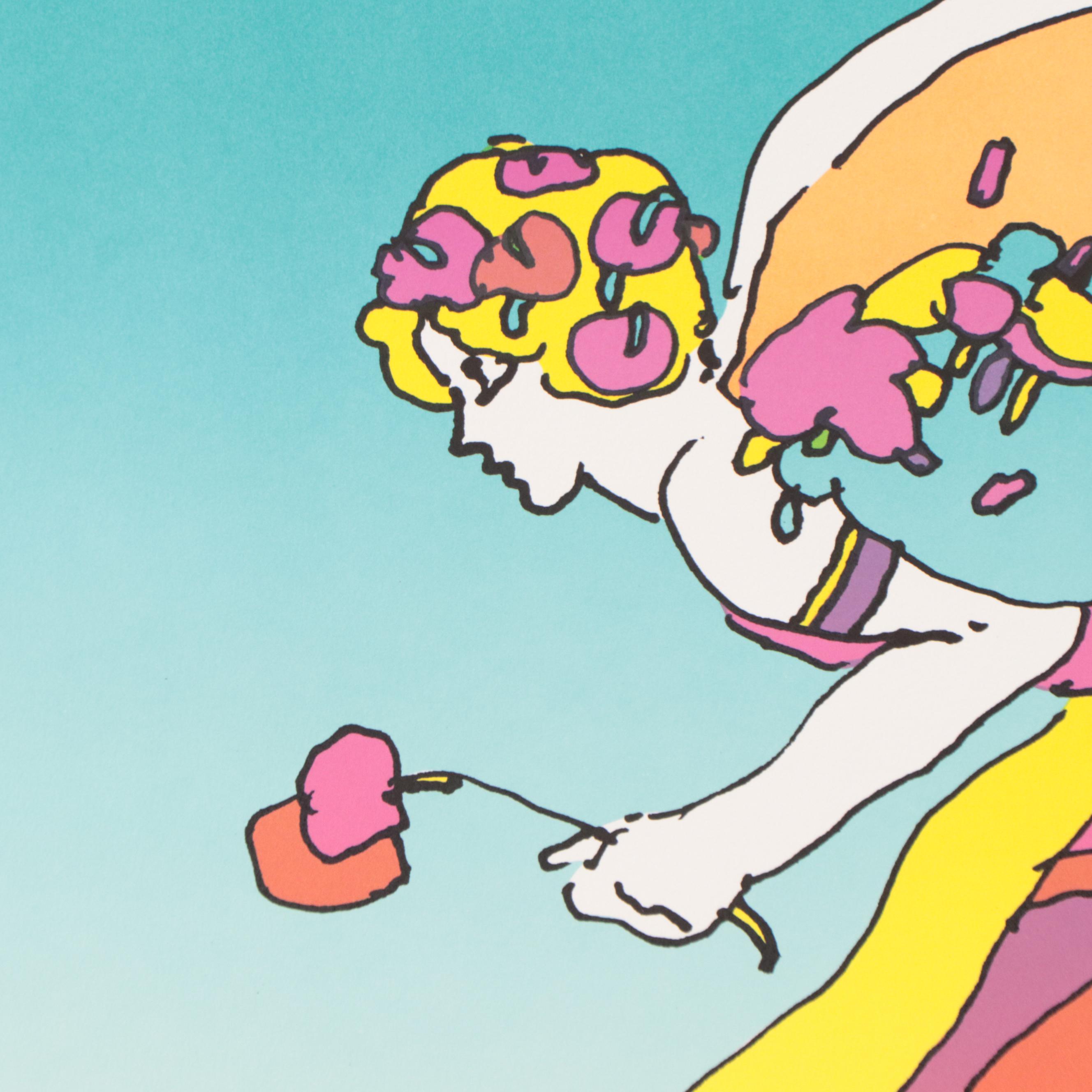 Peter Max Psychedelic Figurative Lithograph "Descending Angel," 1983