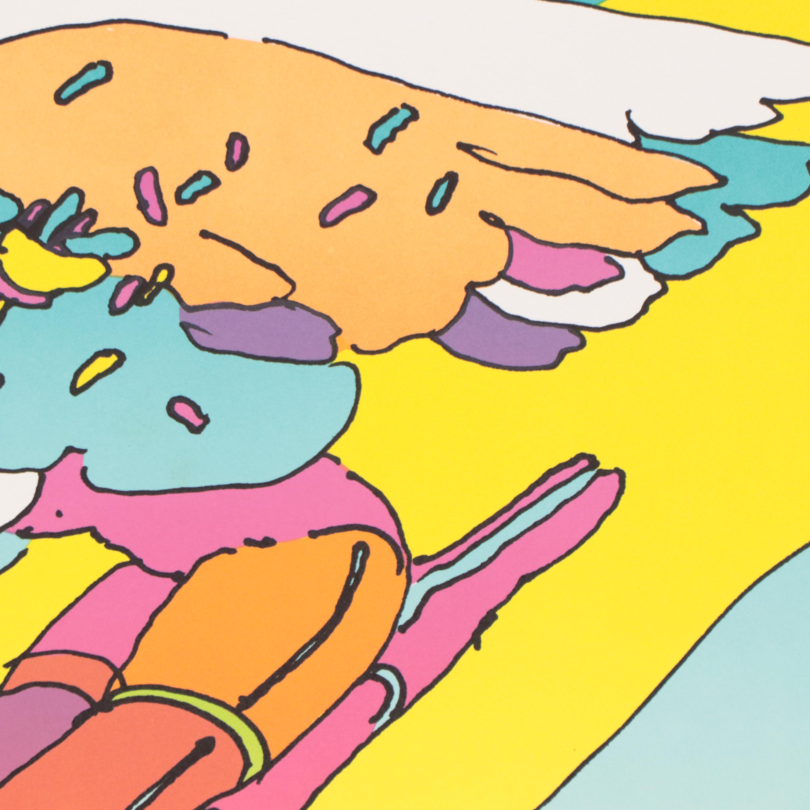 Peter Max Psychedelic Figurative Lithograph "Descending Angel," 1983