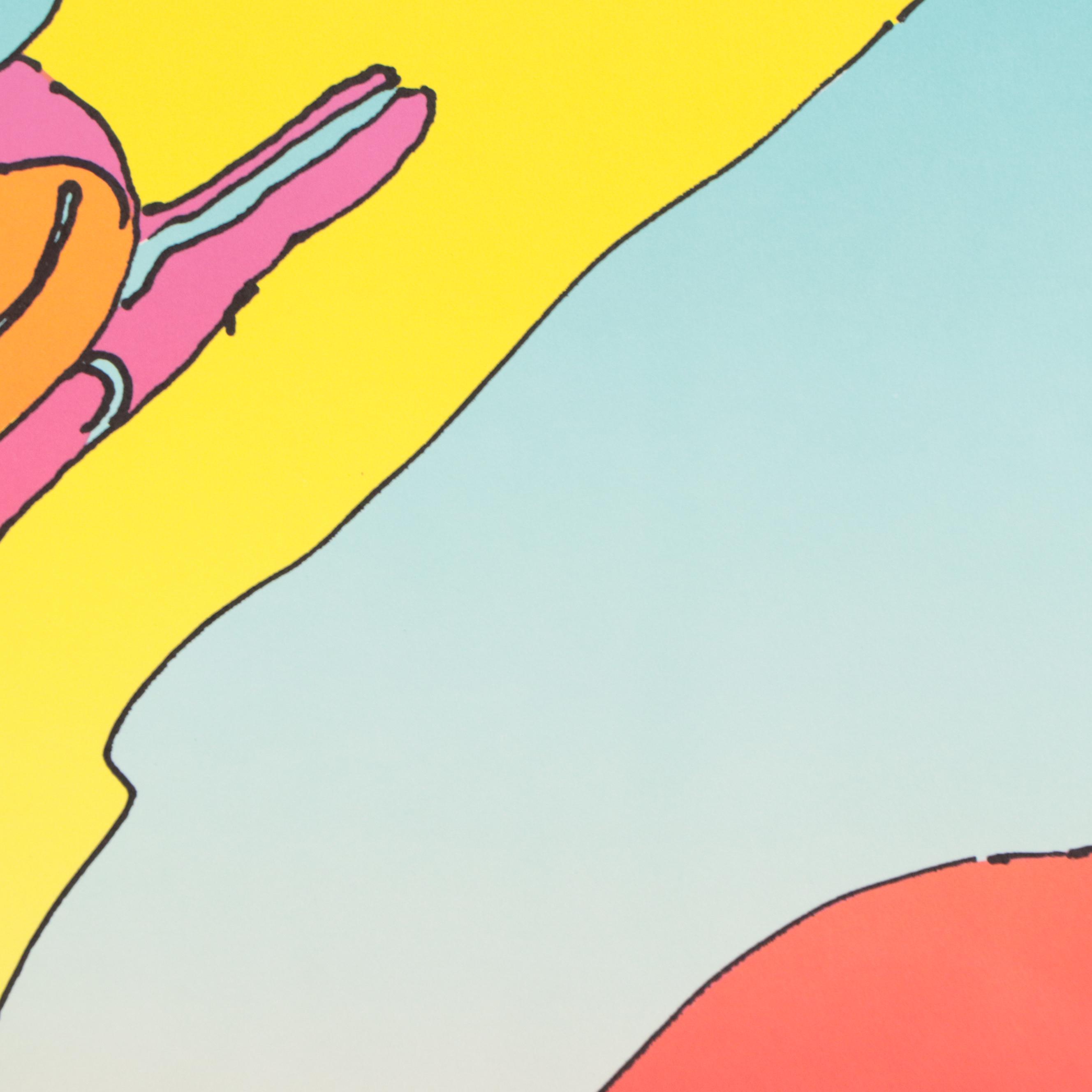 Peter Max Psychedelic Figurative Lithograph "Descending Angel," 1983