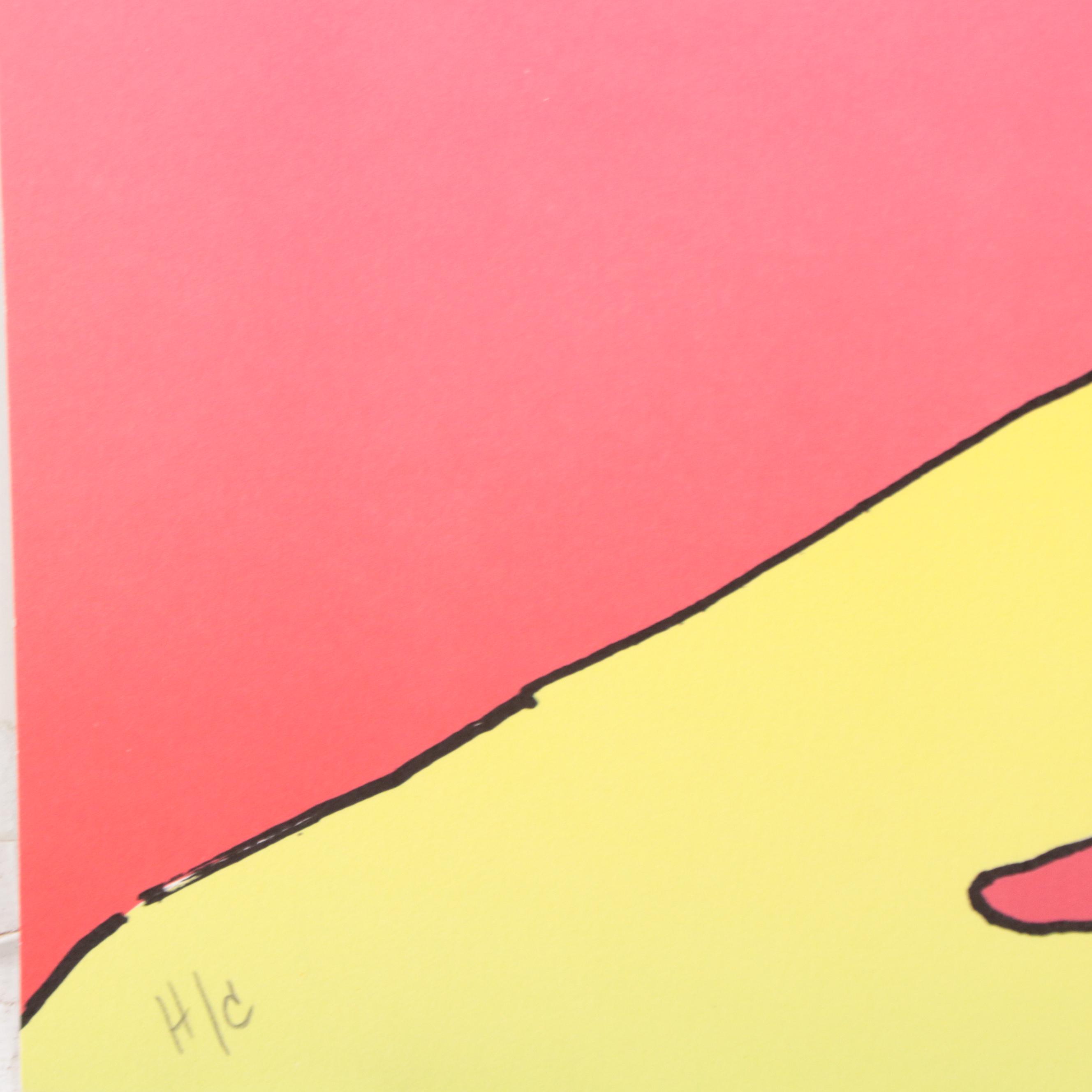 Peter Max Psychedelic Figurative Lithograph "Descending Angel," 1983