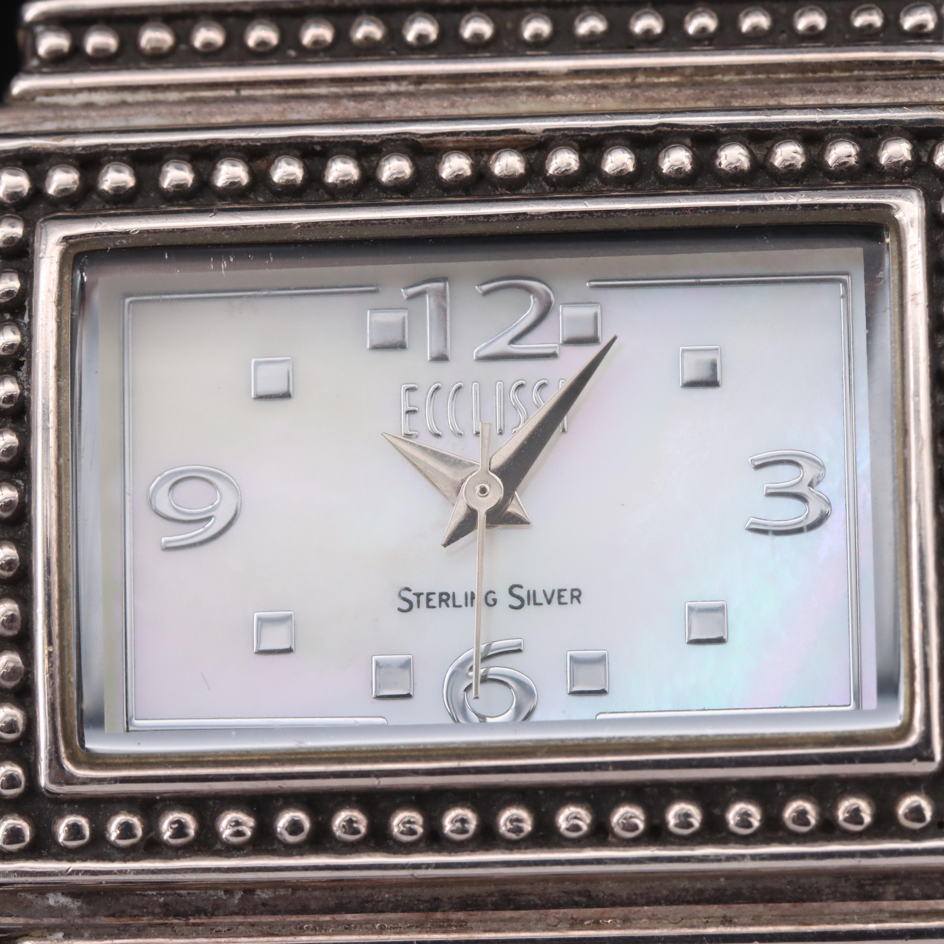 Sterling and Stainless Steel Ecclissi Mother-of-Pearl Dial Watch